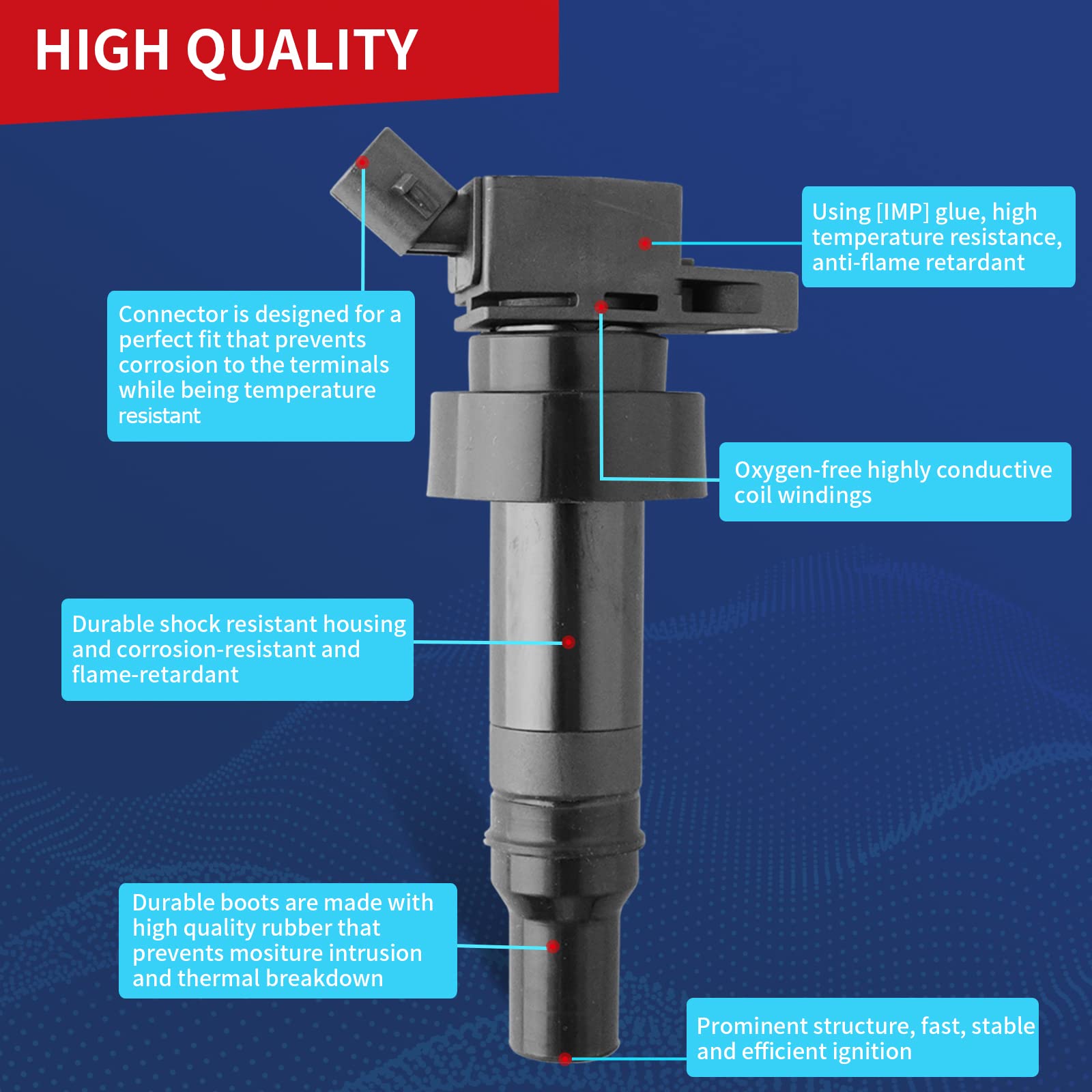 Drcax Oem Ignition Coil Uf652 C1803 5C1860 Compatible With Hyundai Kia Dodge Accent Veloster Rio Soul Attitude - 1.6L L4 Engines