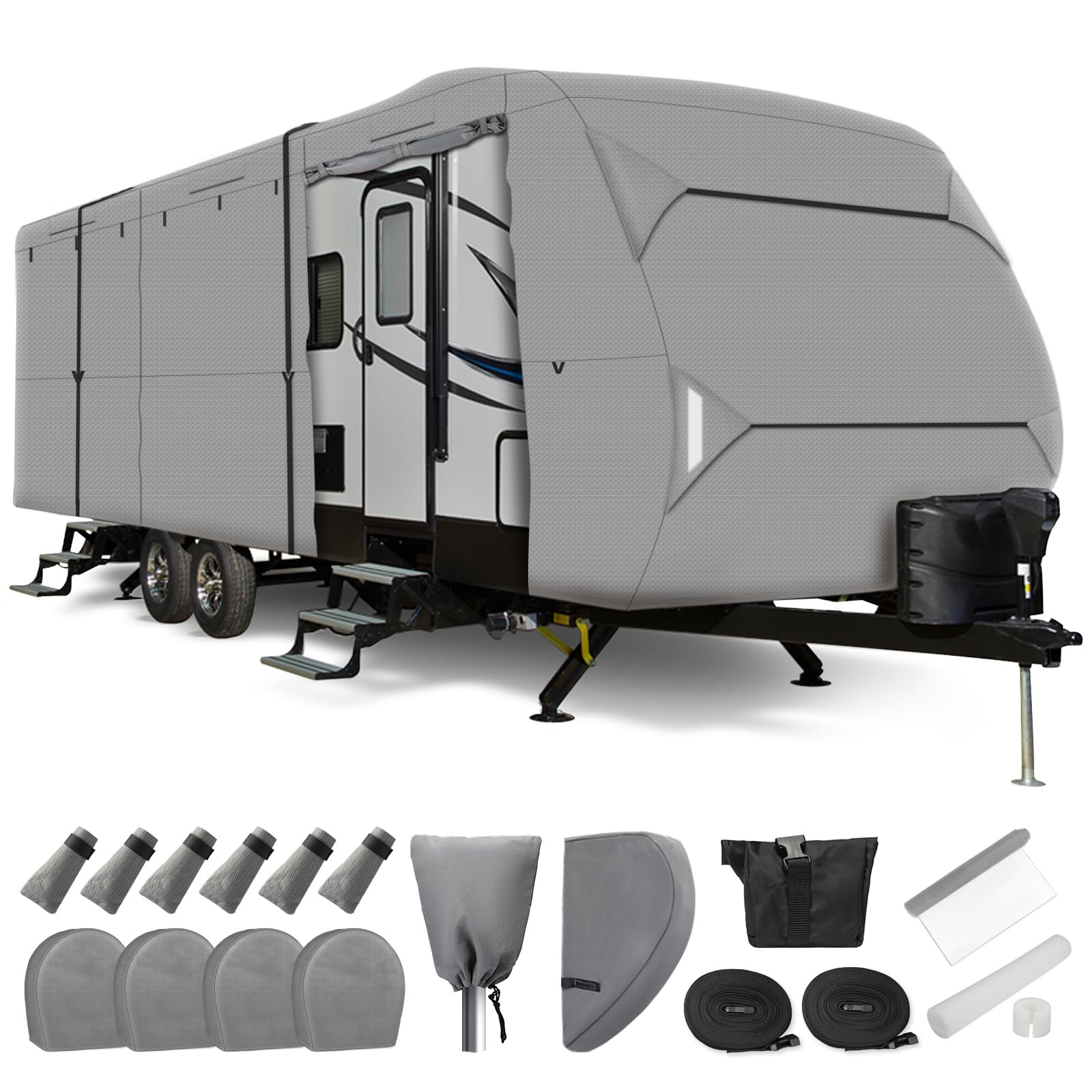 Leader Accessories 27'-30' Travel Trailer Rv Cover Windproof Extra Thick Upgraded 5 Layers Camper Cover With Adhesive Repair Pat