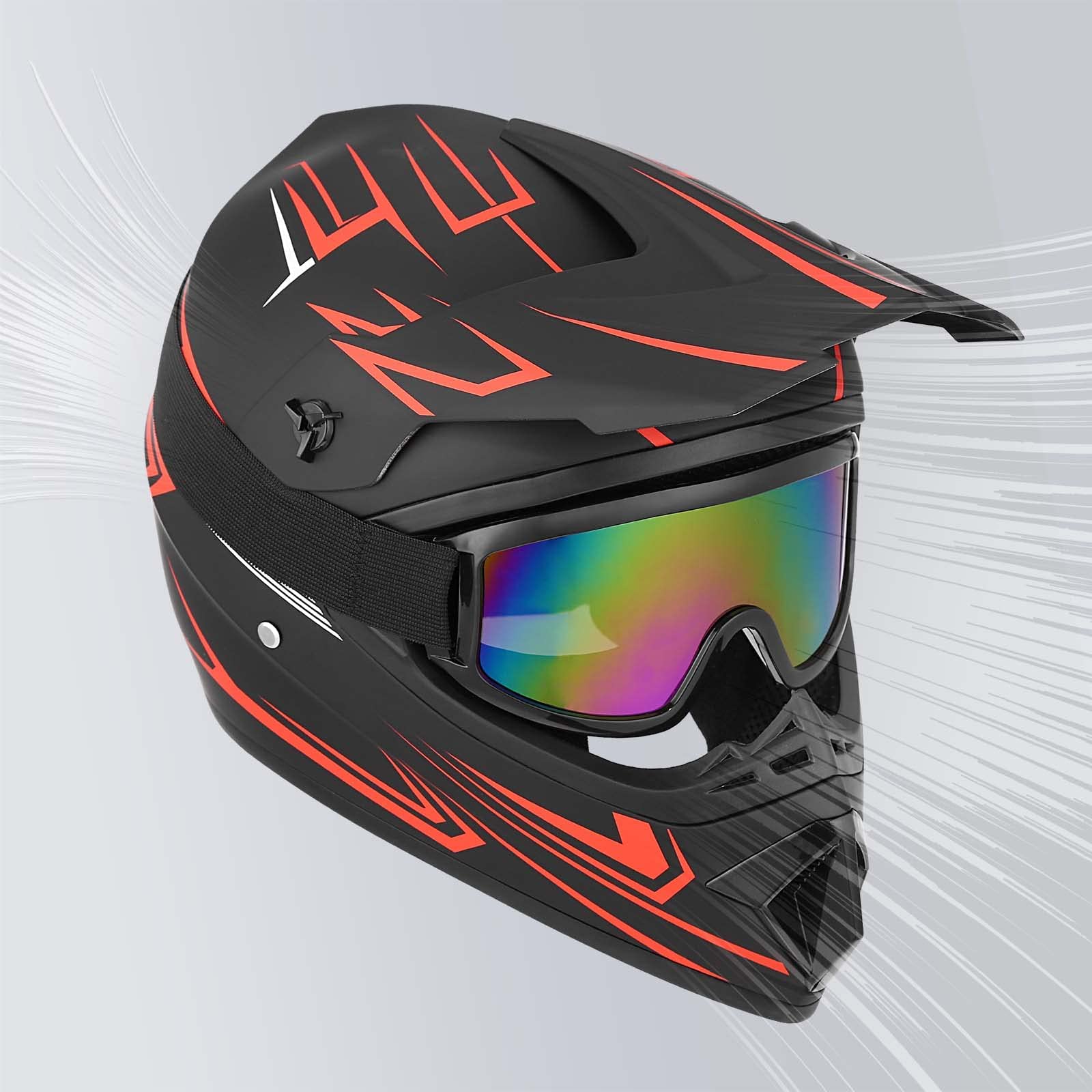 Yesmotor Youth Kids Full Face Motocross Helmet Set - DOT Approved, Red, X-Large, Includes Gloves, Goggles, Mask, ABS Material