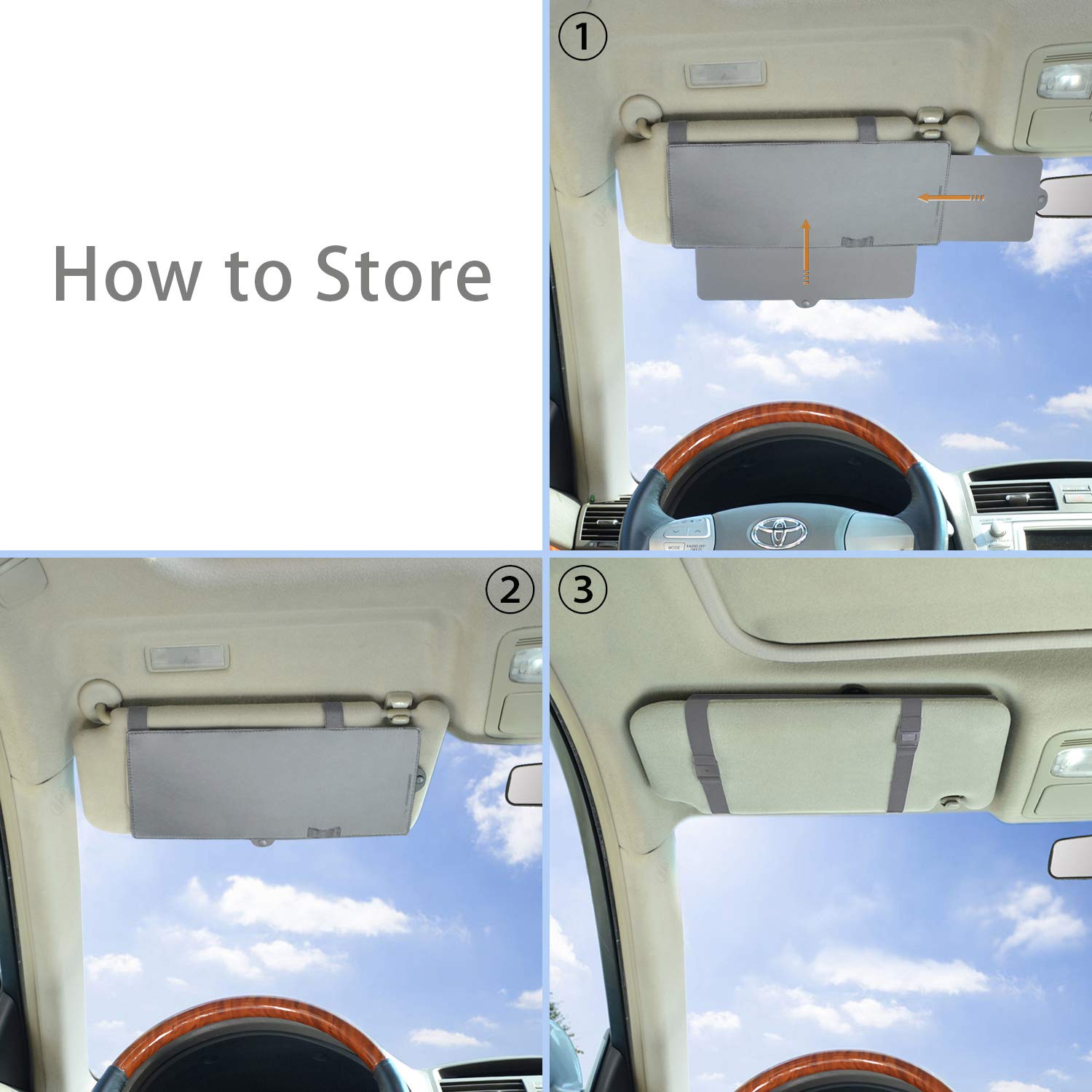Car Visor Extender, Fullong Car Visor Sun Shade Extender, Windshield Shade And Side Window Shade (Gray)