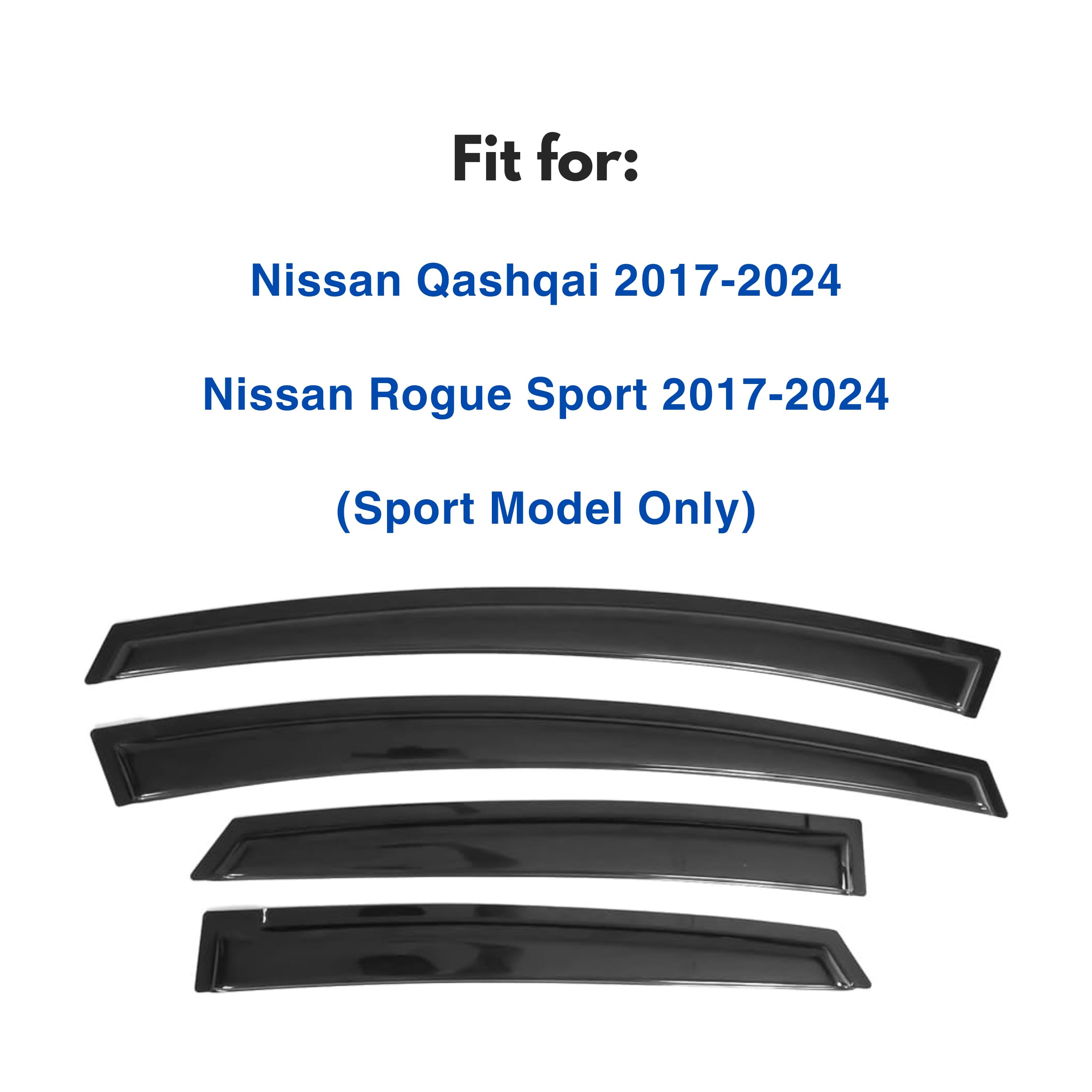 Ig Window Visor For Nissan Qashqai 2017-2024 & Rogue Sport 2017-2024, Rain Guard Tape-On Sun Wind Side Vent Window Deflector, 20
