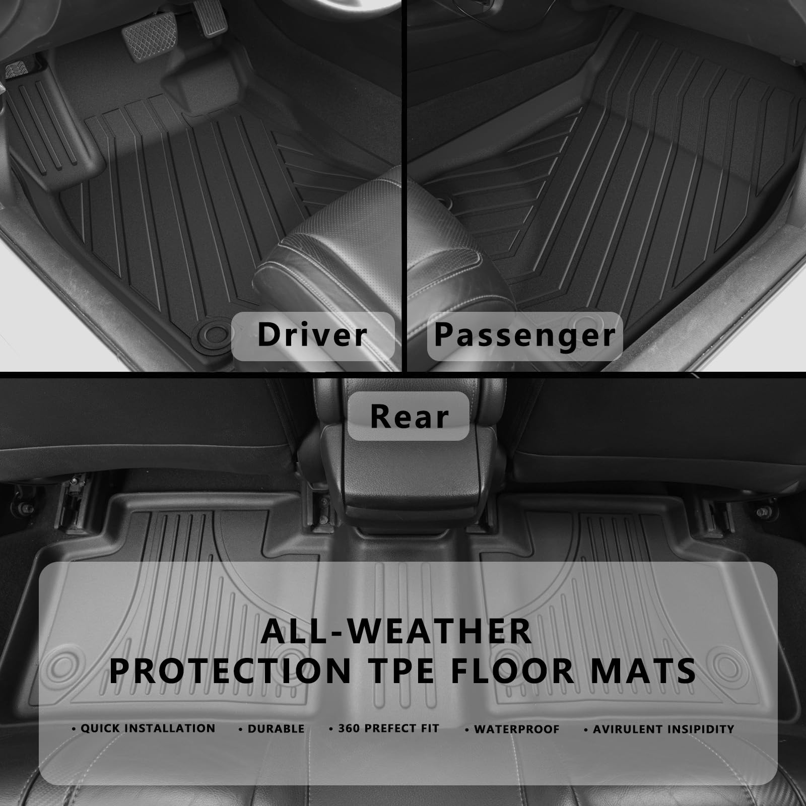 Floor Mats Fit for Honda Civic 2022-2024 All Models/for Acura Integra 2023 2024 Car Mats - All Weather Protection TPE Car Floor
