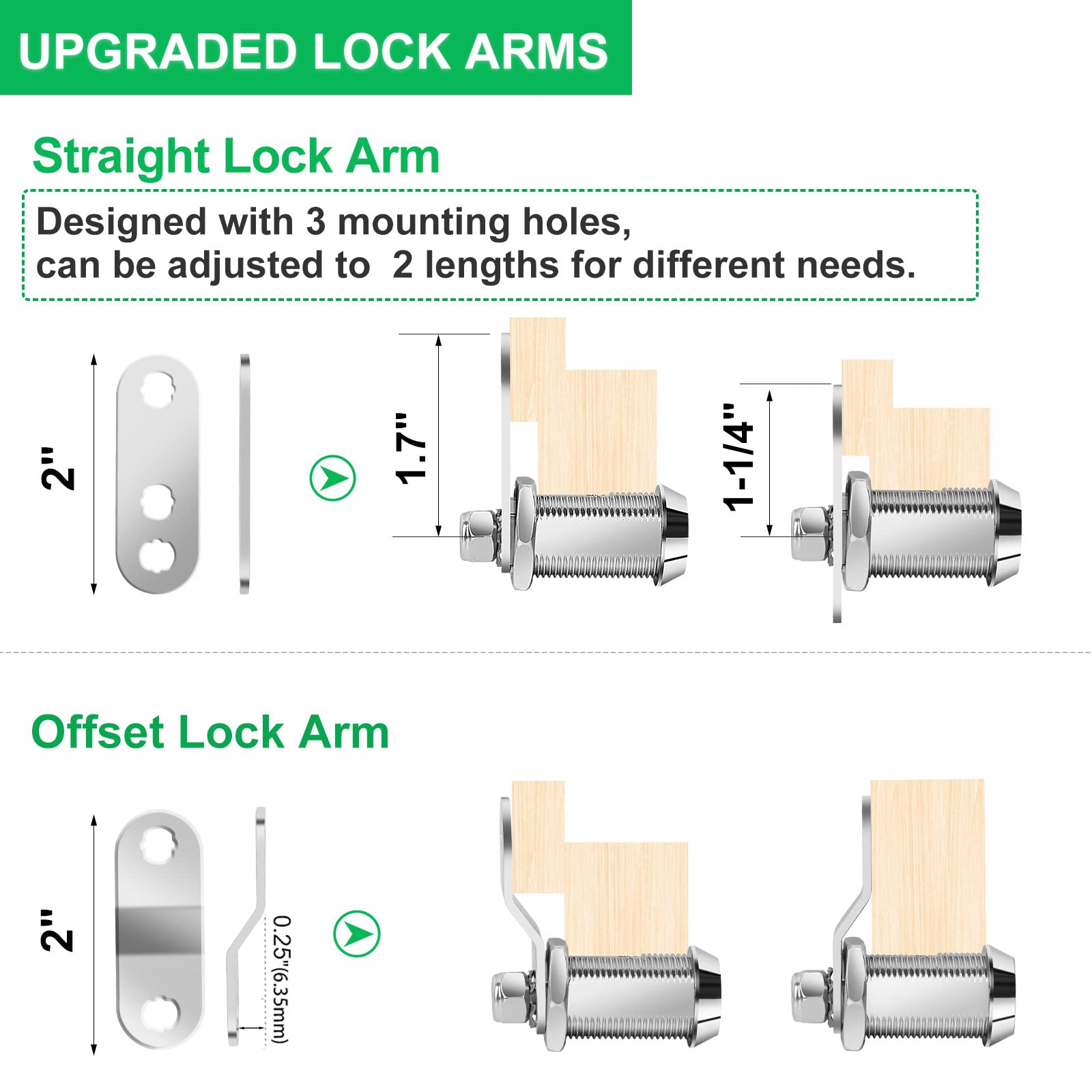 2 Pack Cabinet Lock With Keys, 1'' Rv Storage Locks Keyed Alike, Rv Locks For Storage Door, Camper Toolbox Rv Cam Locks With Man