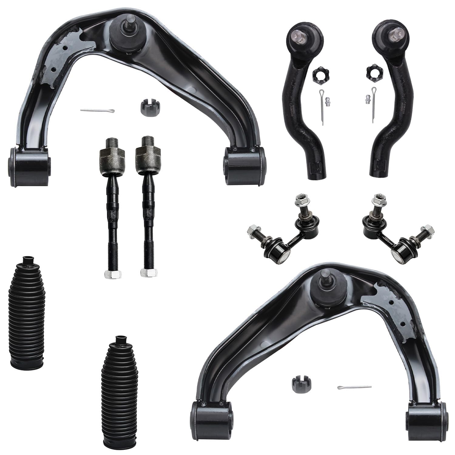 Detroit Axle - 10pc Front End Kit for 2005-2019 Nissan Frontier, 2005-2012 Pathfinder, 2005-2015 Xterra, 2 Upper Control Arms w/