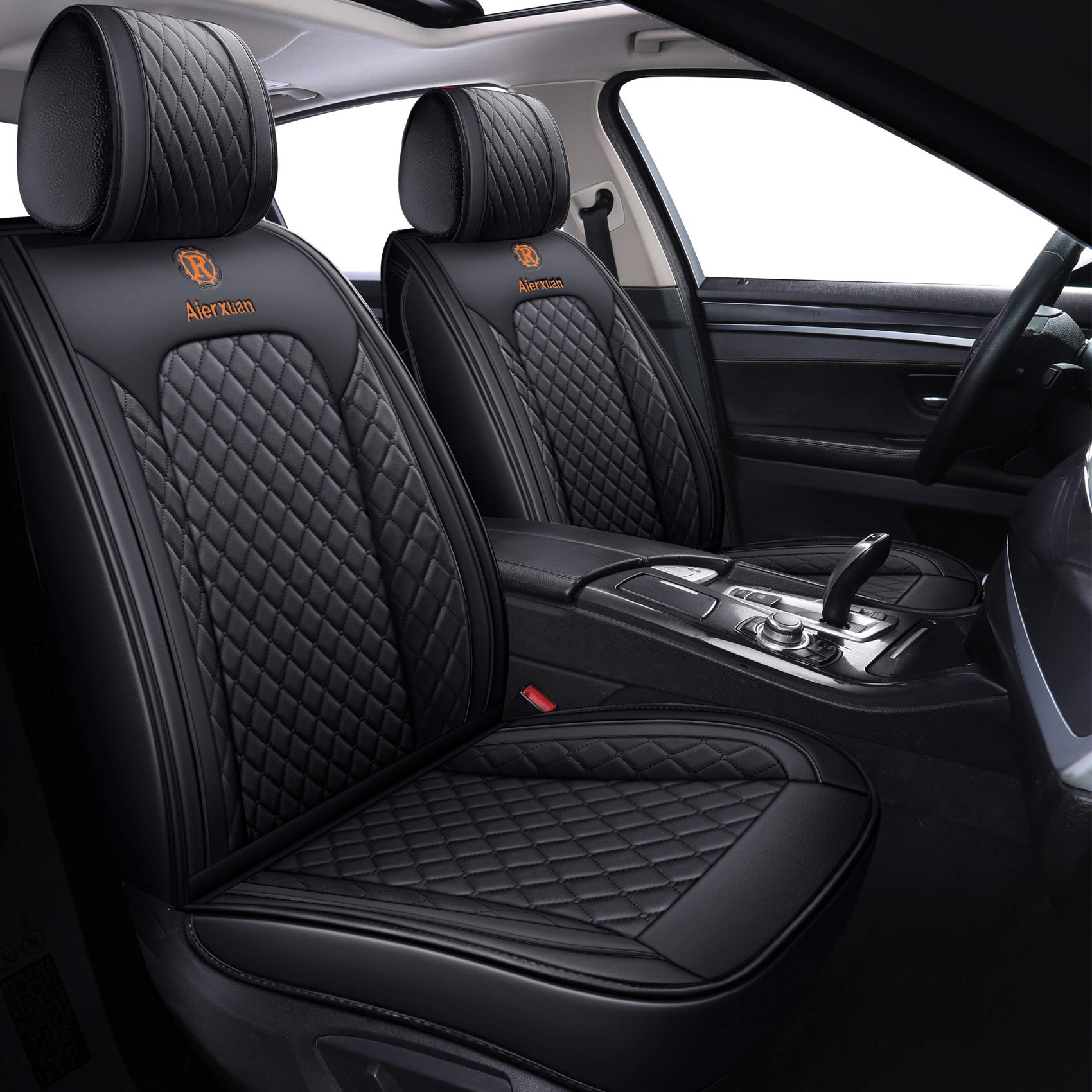 Aierxuan 2 Front Seat Covers For Women Leather Waterproof Universal For Ford Fusion Focus Edge Beetle Kia Soul C300 Cc Hyundai E