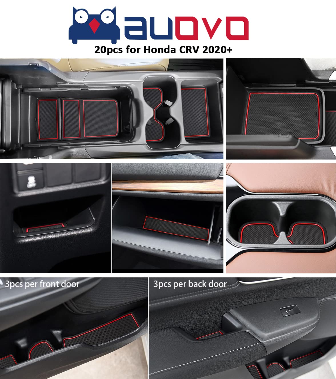Auovo 20Pcs Anti Dust Mats For 2022 2020 2021 Honda Cr-V/Crv Accessories Premium Custom Non-Slip Car Cup Holder Inserts, Center