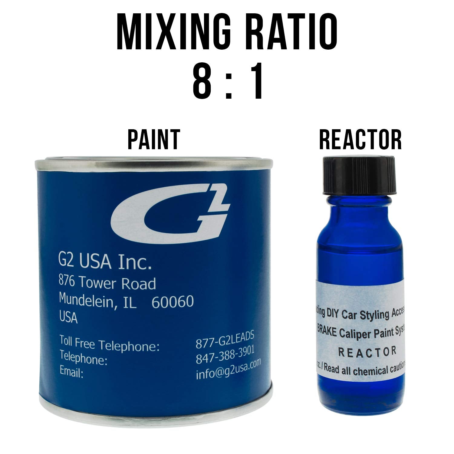 G2 High Temp Brake Caliper Paint Kit - Black, 4 Fl Oz, High Gloss, Heat Resistant, No Flaking, Epoxy System, Model G2164