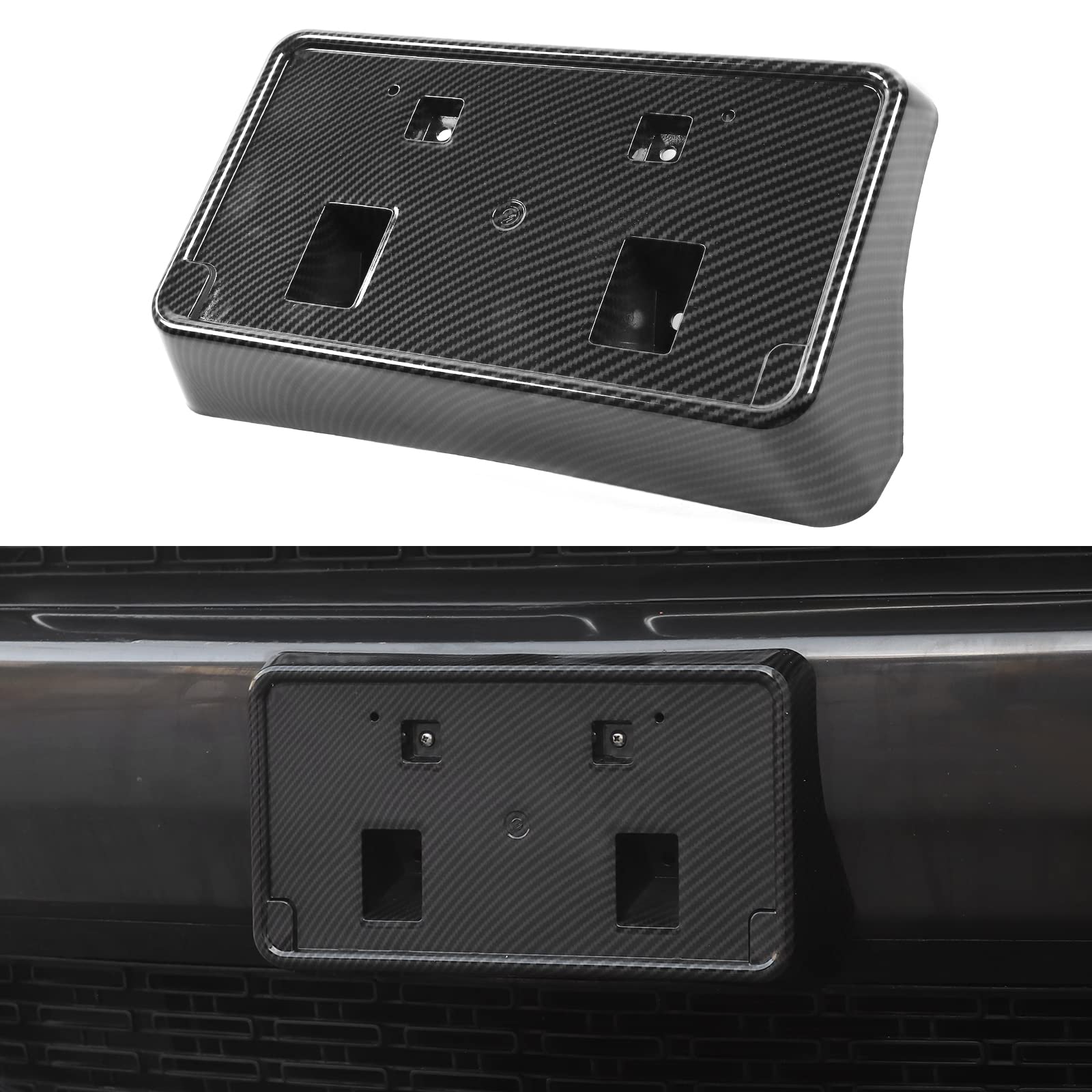 Voodonala for Challenger Front License Plate Frame Mounting Holder Cover Bracket for 2010-2025+ Dodge Challenger Accessories, Number Plate Holder Registration Plate Frame Cover,ABS Carbon Fiber -Like New