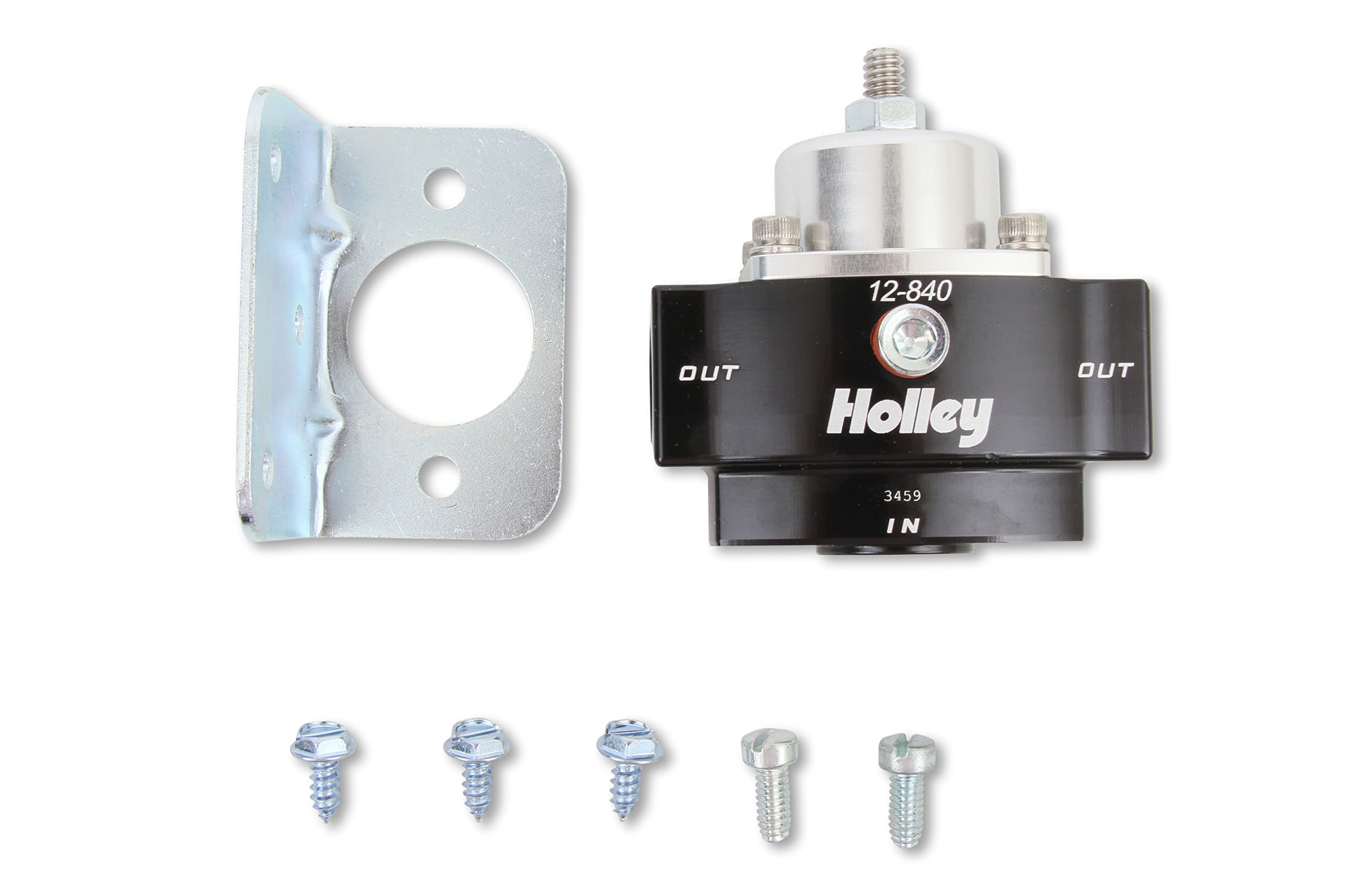 Holley 12-840 Adjustable Billet Fuel Pressure Regulator, 4.5-9 PSI, Black Anodized, Aluminum, 3/8" NTP Ports