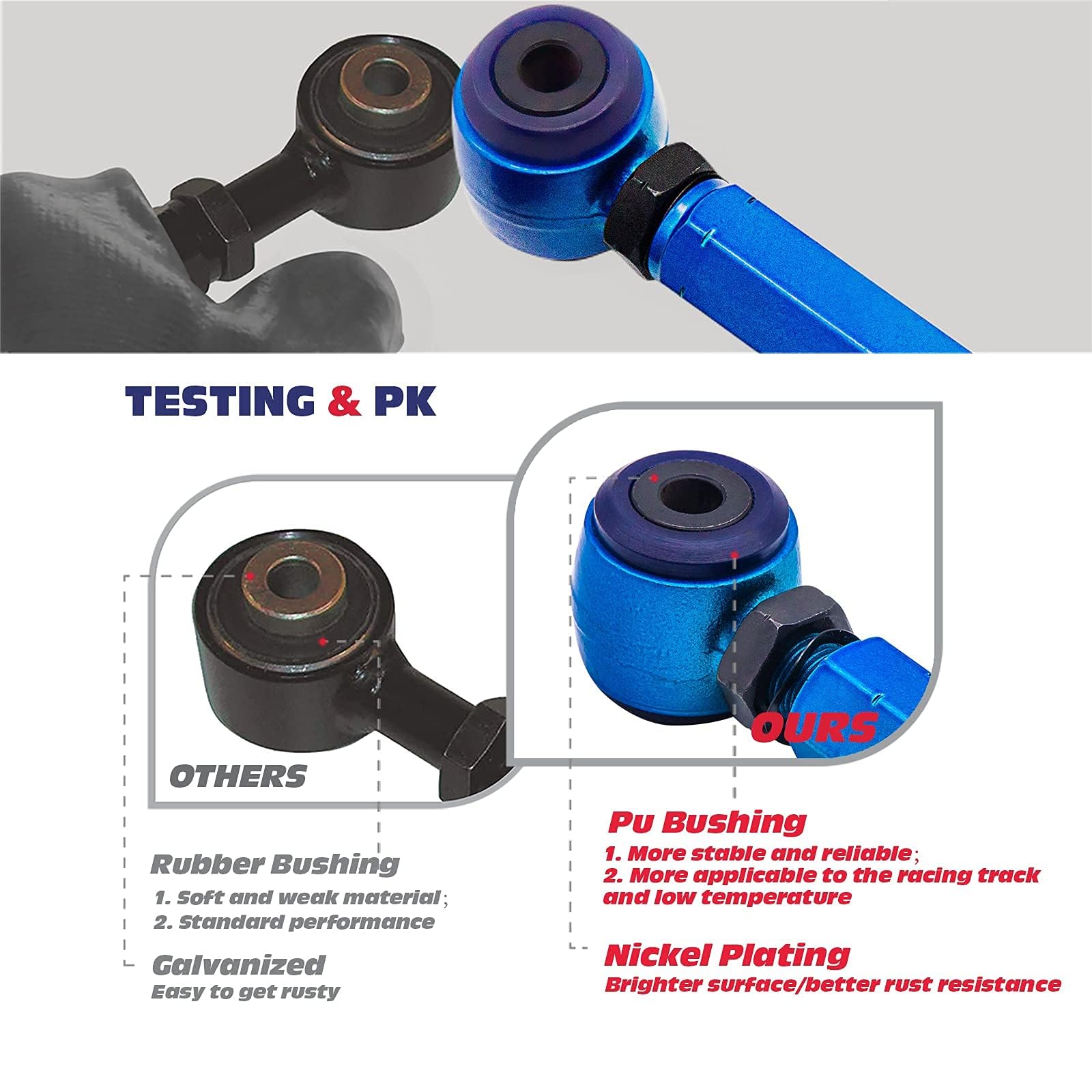 KSP Accord TSX Camber Arms, Adjustable Alignment Camber Toe -2 to +4 Angle Camber Arm fit for Pilot Odessey, Rear Suspension Cam