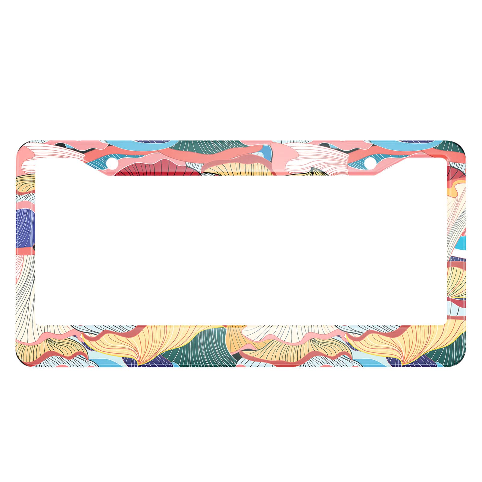 Hosnye Mushrooms License Plate Frame Beautiful Graphic Pattern Of Colorful Metal License Plate Cover Front Plates Frames Car Tag Frame For Women Men Us Vehicles Standard