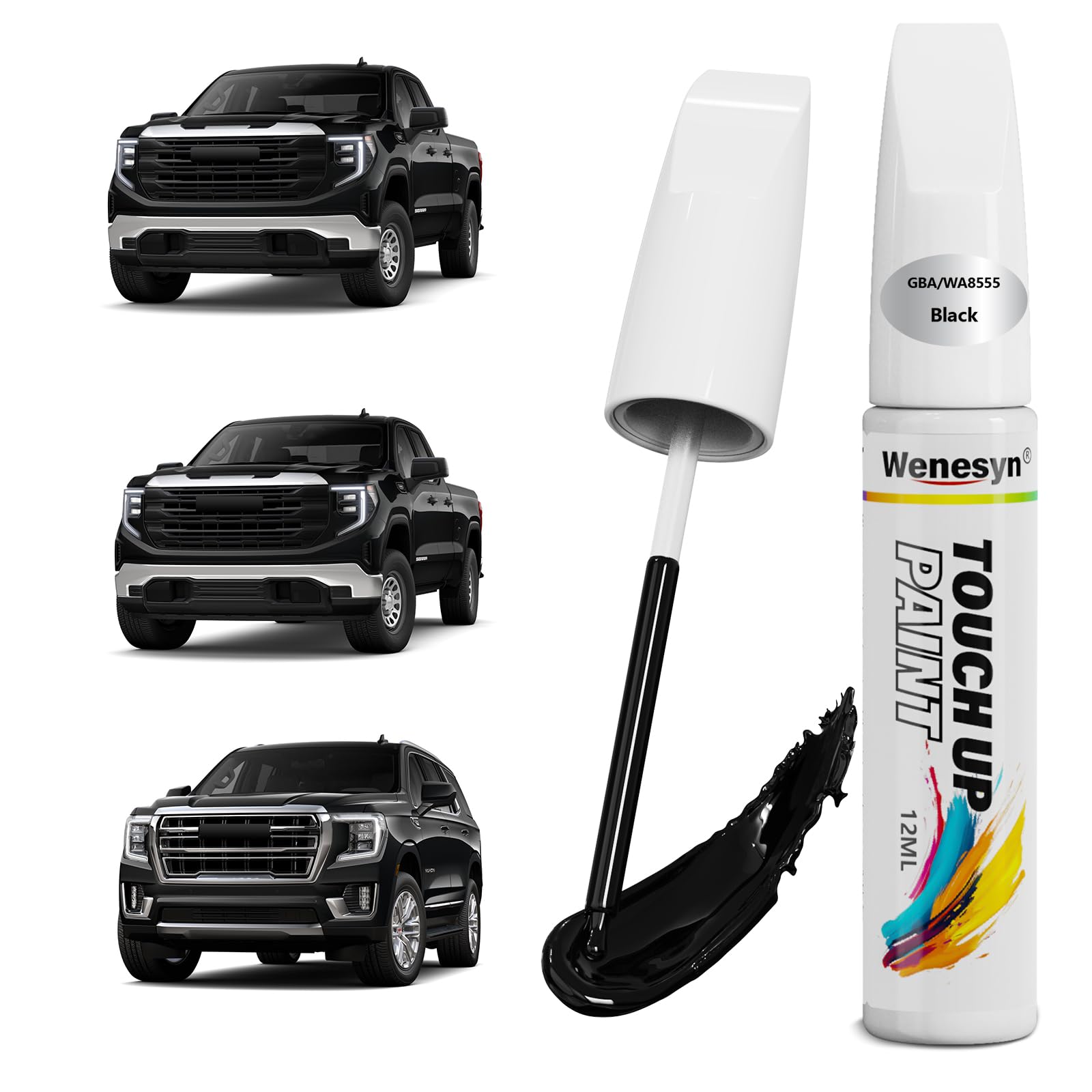 Wenesyn WA8555 GBA Onyx Black Touch Up Paint Compatible with GMC, Car Paint Scratch Remover for Nicks & Chips Repair, Automotive