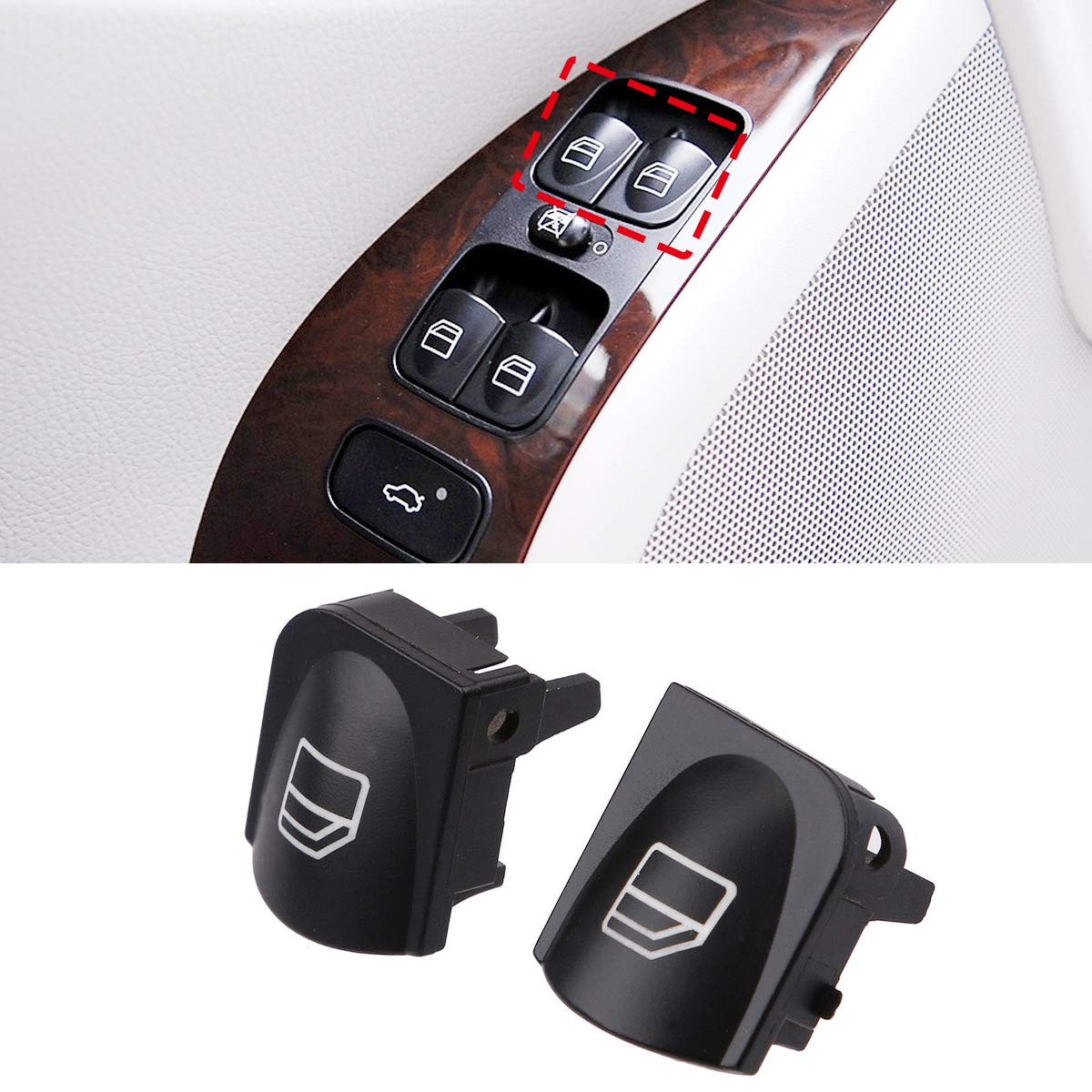 Jaronx 2PCS Driver Window Switch Button Covers for Mercedes Benz,Power Window Master Switch Repair Button Caps for Mercedes Benz