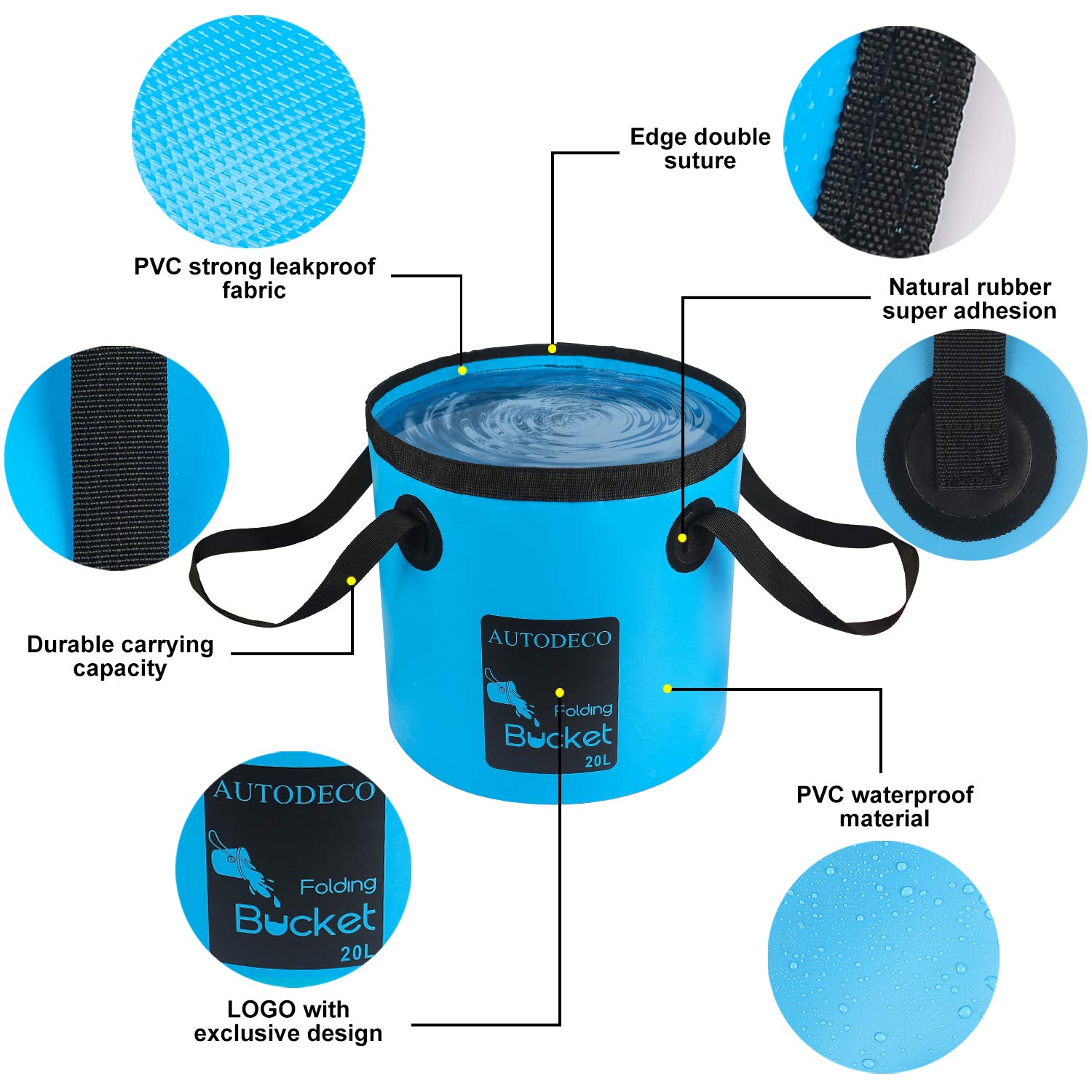 AUTODECO 30Pcs Car Wash Cleaning Kit - Detailing Set with Collapsible Bucket, Model XY0011, Ideal Car Care Tools