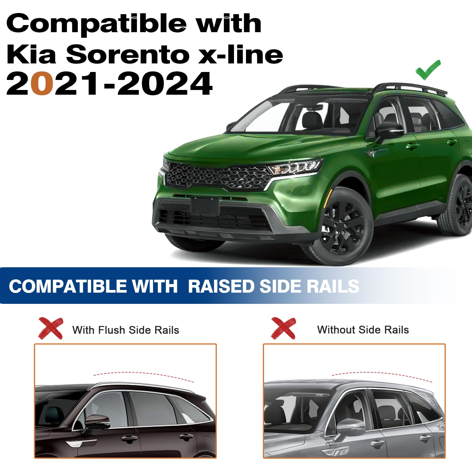 Wonderdriver Lockable Roof Rack Cross Bars, 220lbs, Aluminum, Black, Compatible with Kia Sorento X-Line 2021-2025