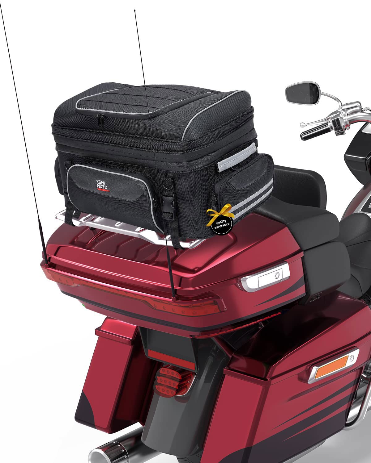 KEMIMOTO Motorcycle Travel Luggage Tour-Pack Rack Tail Duffle Bag Collapsible Trunk Bag with Bar Straps Compatible with Road Kin