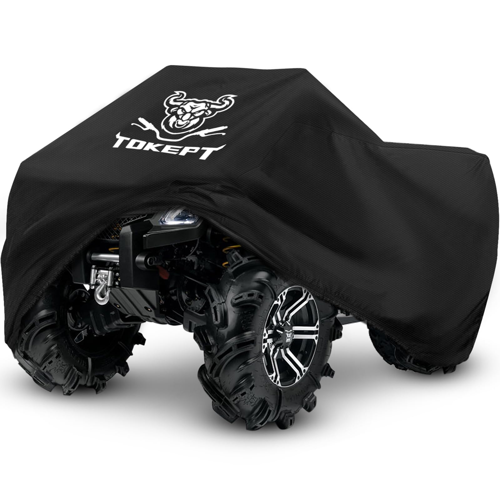 Tokept ATV Cover, Heavy Duty Black Waterproof Oxford Fabric Protective 4 Wheeler Quad Cover for 100'' Kawasaki Honda Polaris Yam