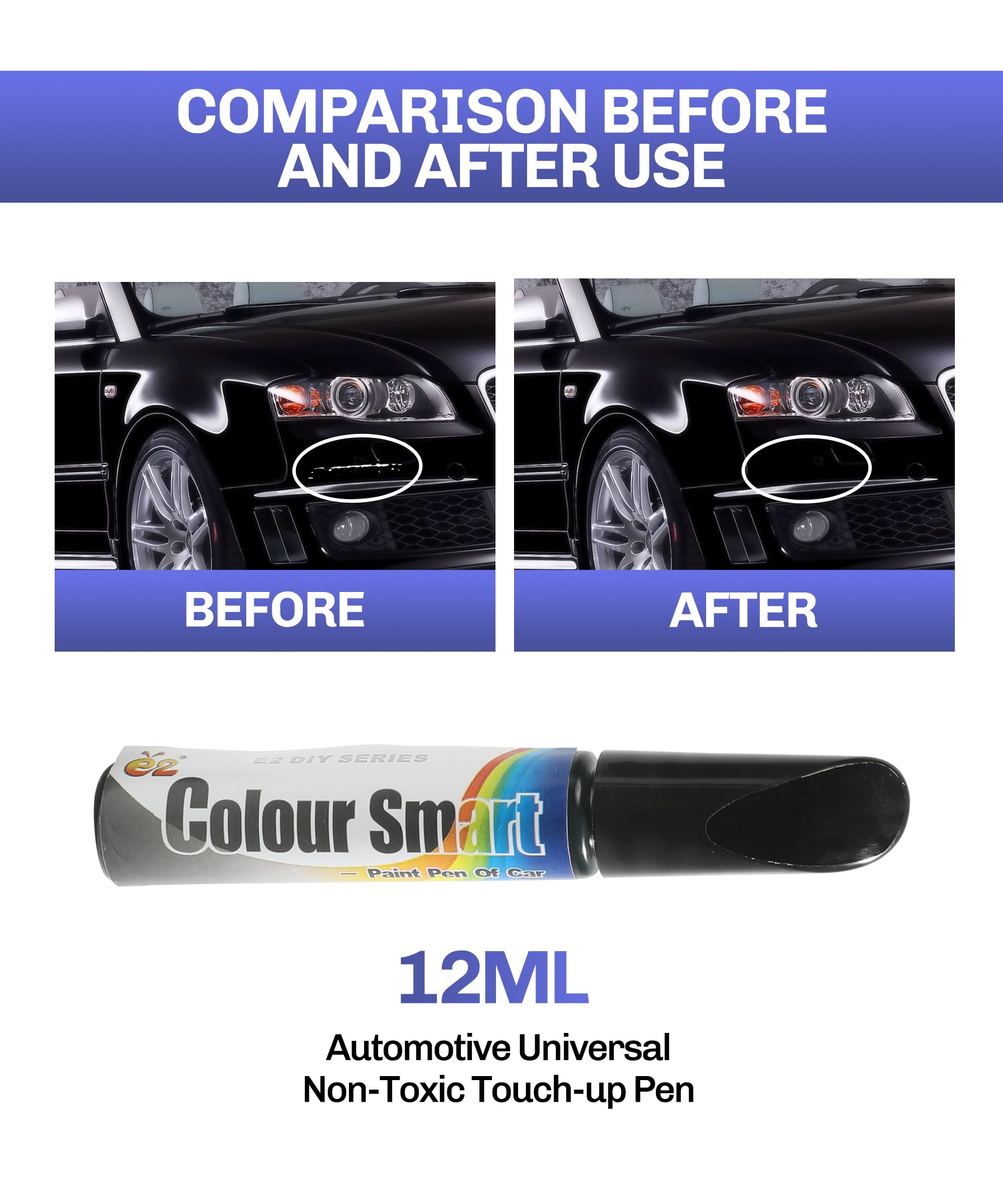 Bylikeho Car Scratch Repair Pen - Deep Scratch Remover, Touch-up Paint Fill Pen (Black)