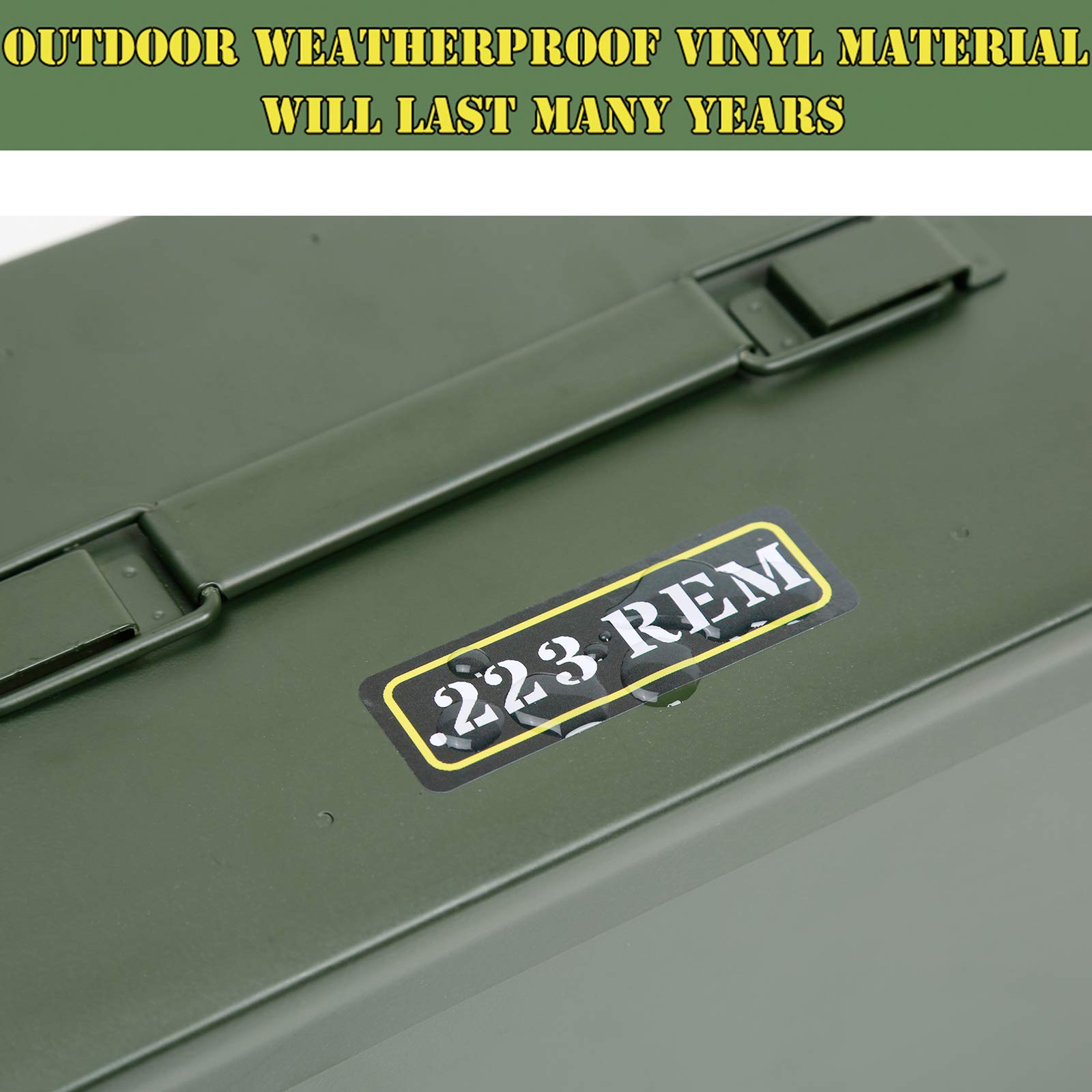 Aolamegs Ammo Can Sticker Set - 40 Pack with 10 Varieties for .22, .223, .308, 9MM, .380, .45, 5.56