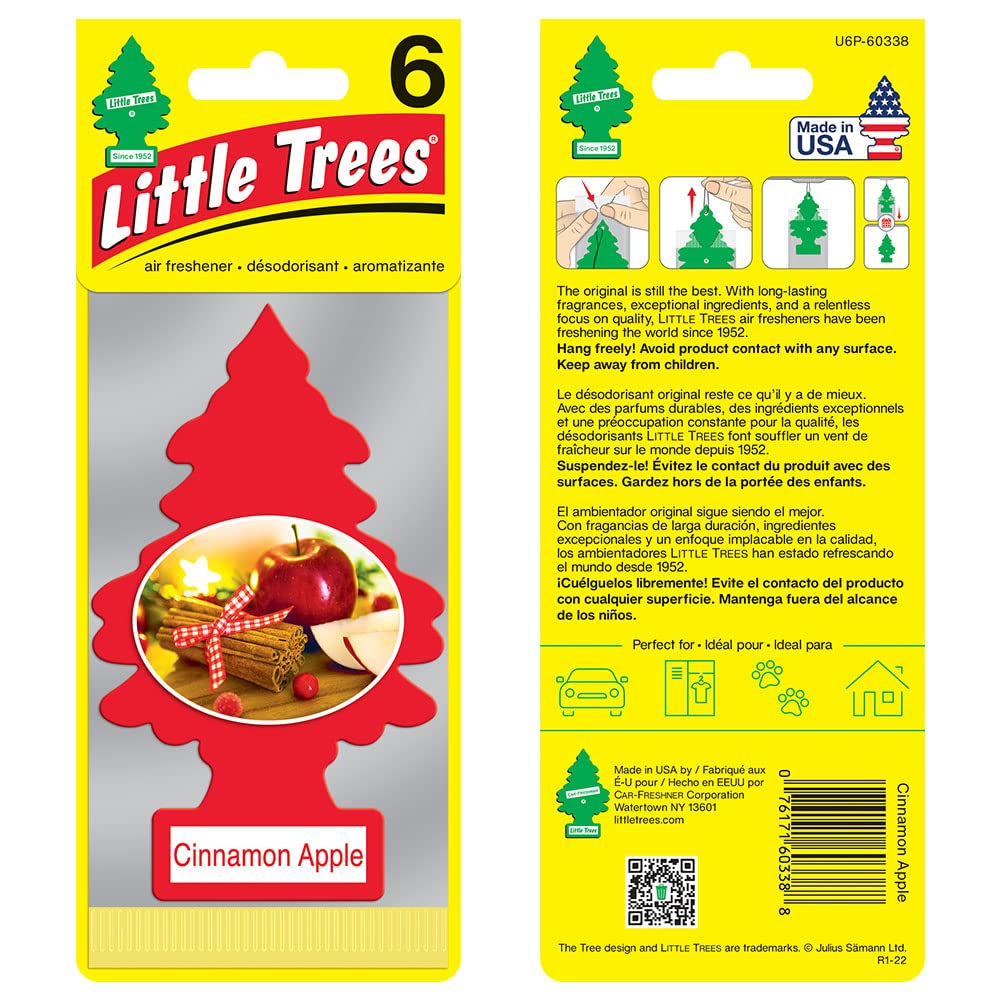Little Trees Air Fresheners Car Air Freshener. Hanging Tree Provides Long Lasting Scent For Auto Or Home. Cinnamon Apple, 24 Air
