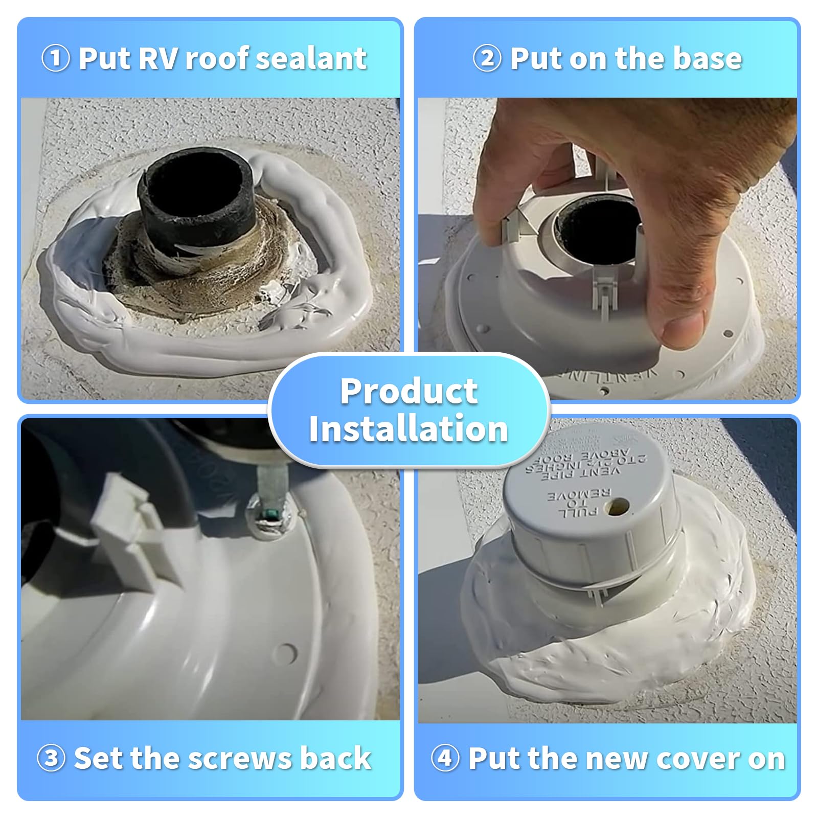 Luxlead Rv Plumbing Vent Caps - Camper Vent Cap Replacement For Rv Trailer Camper Motorhome, Rv Roof Sewer Vent Cover Caps Kit For 1 To 2 3/8 Inch Pipe - White (2 Pack)