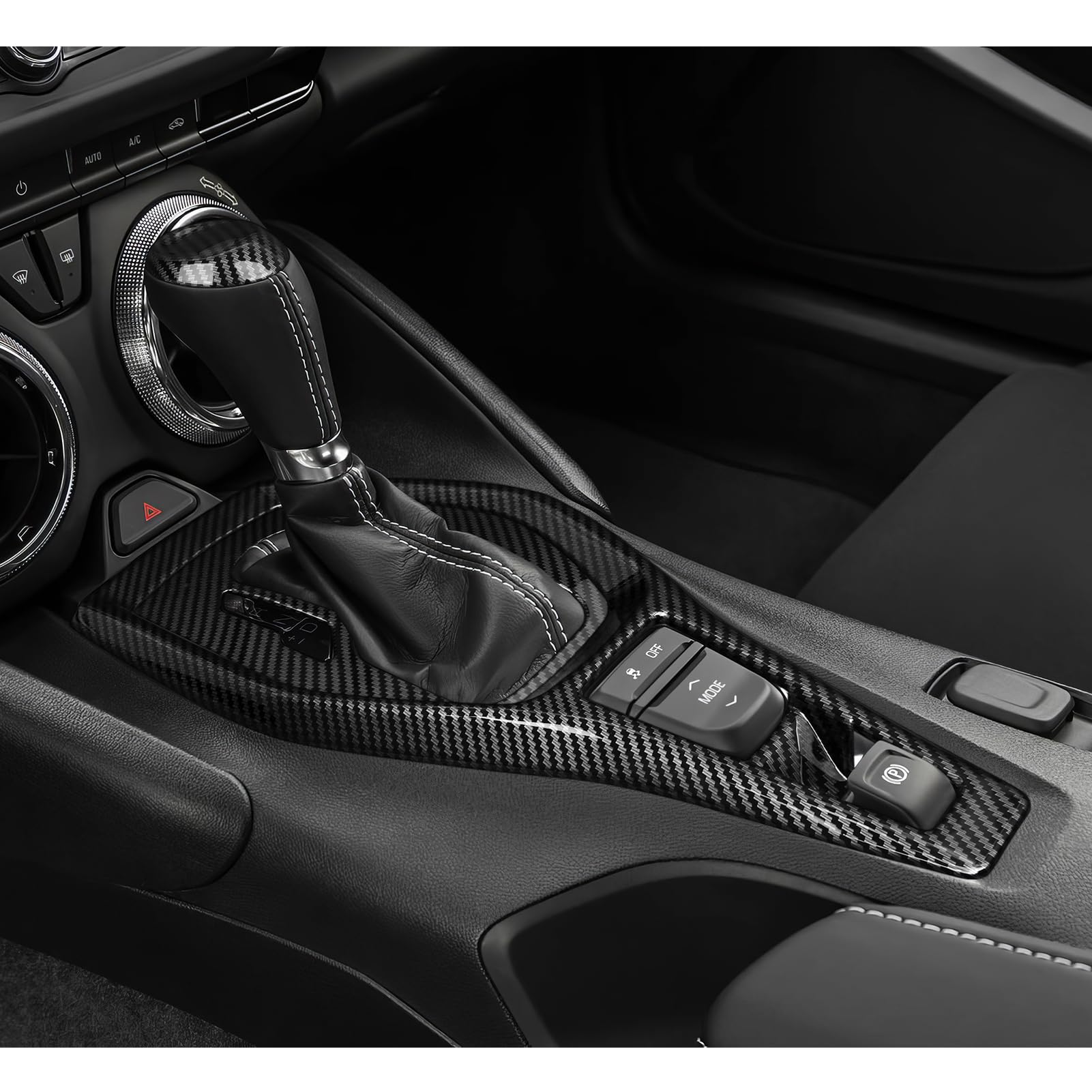 Car Gear Shift Control Panel Sticker ABS Carbon Fiber Decal Interior Trim Cover for Chevrolet Camaro 2016 2017 2018 2019 2020 20