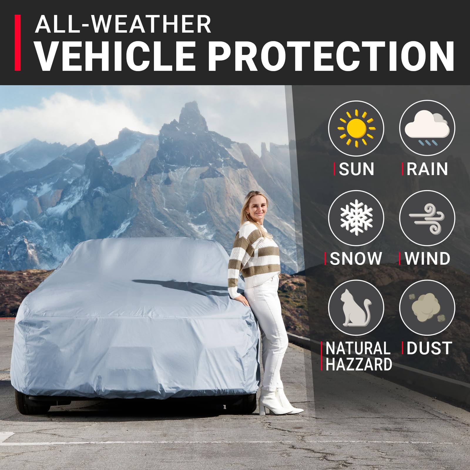 iCarCover 15-Layer Car Cover Waterproof All Weather | Premium Quality Car Covers for Automobiles, UV Protection, Pontiac Trans A