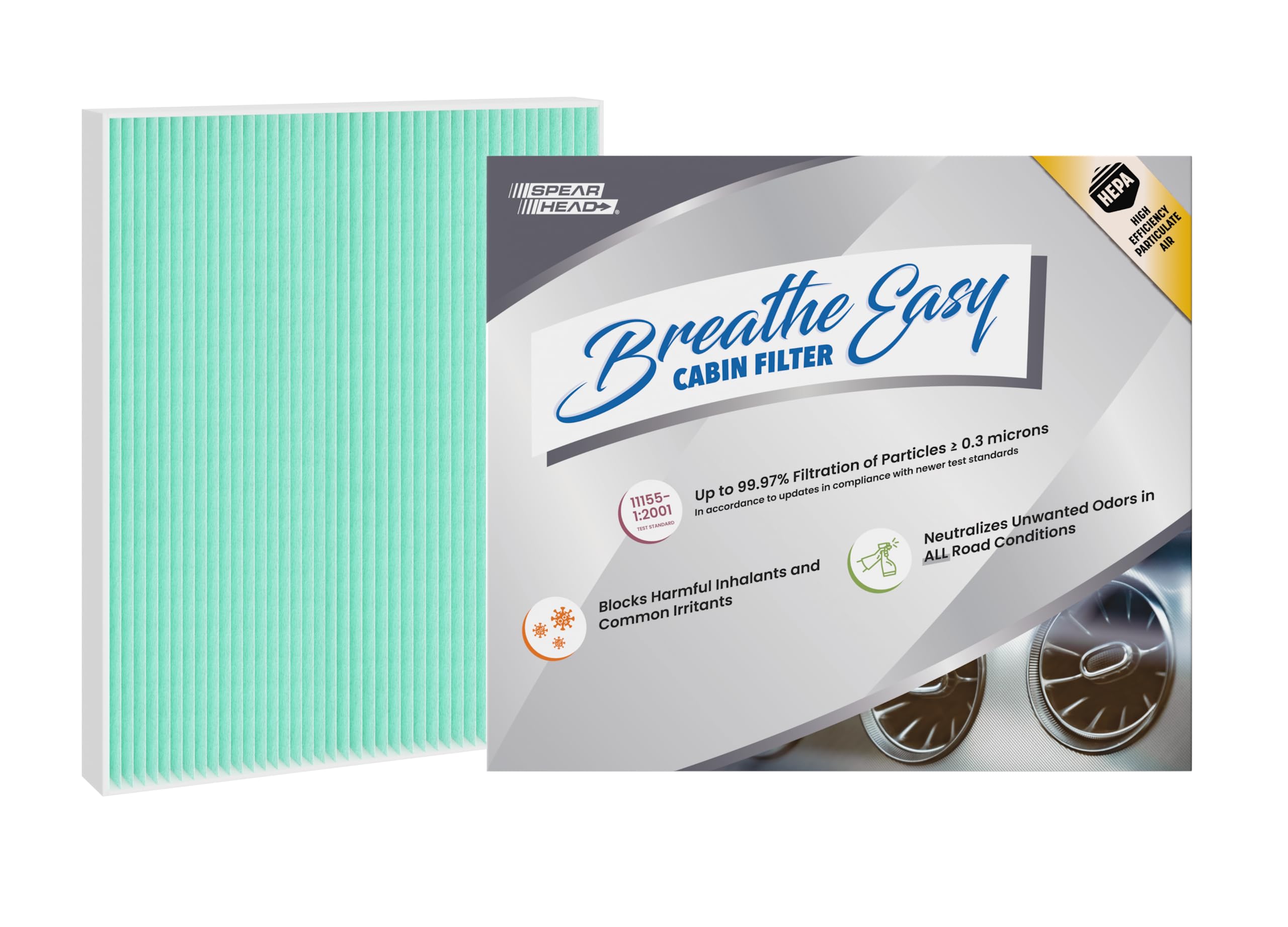 Spearhead Hepa Breathe Easy Cabin Filter, Up To 99.97% Filtration Of 0.3 Micron Particles W/No Airflow Reduction (Be-177H)