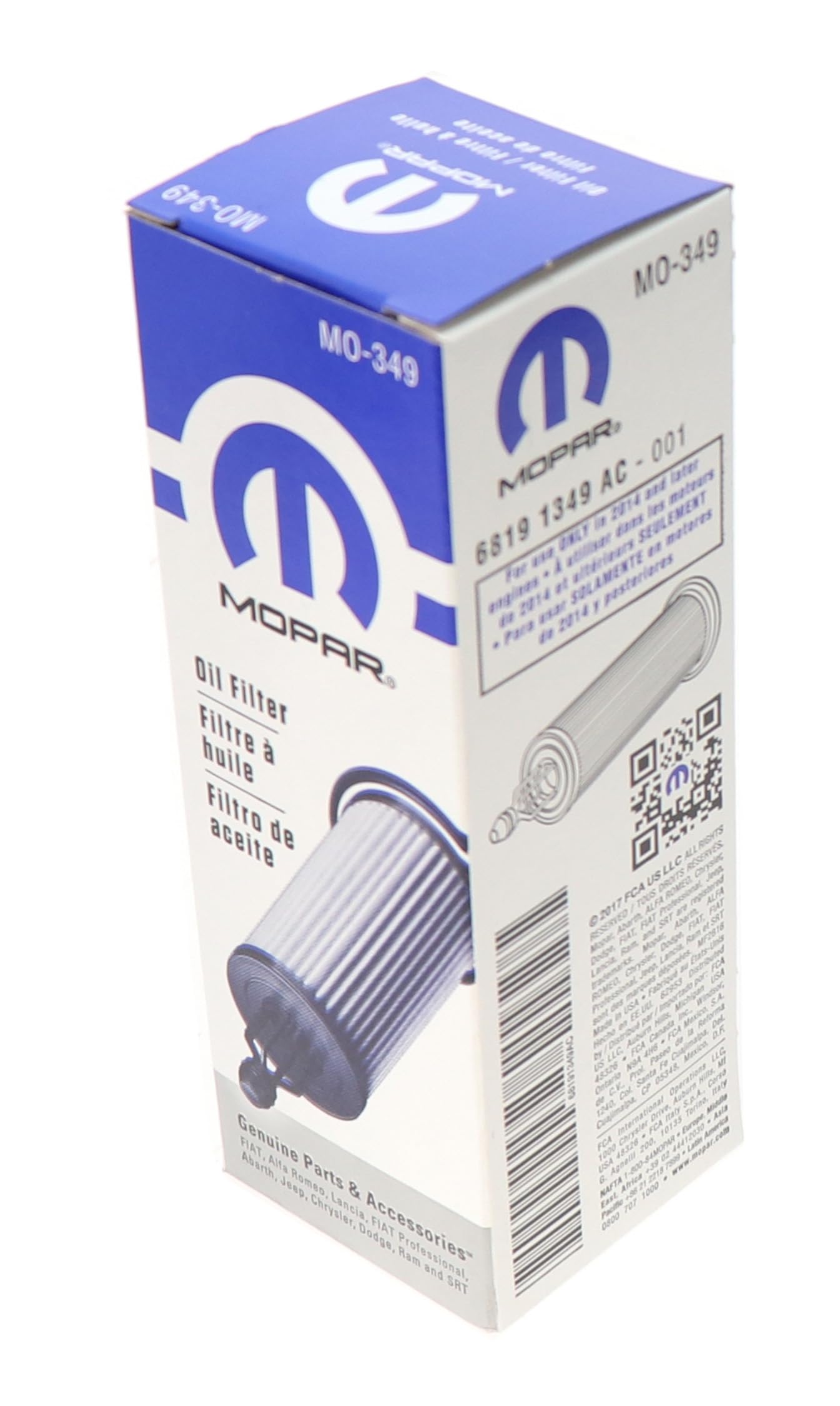Mopar Engine Oil Filter 68191349AC - Regular Size, High Performance