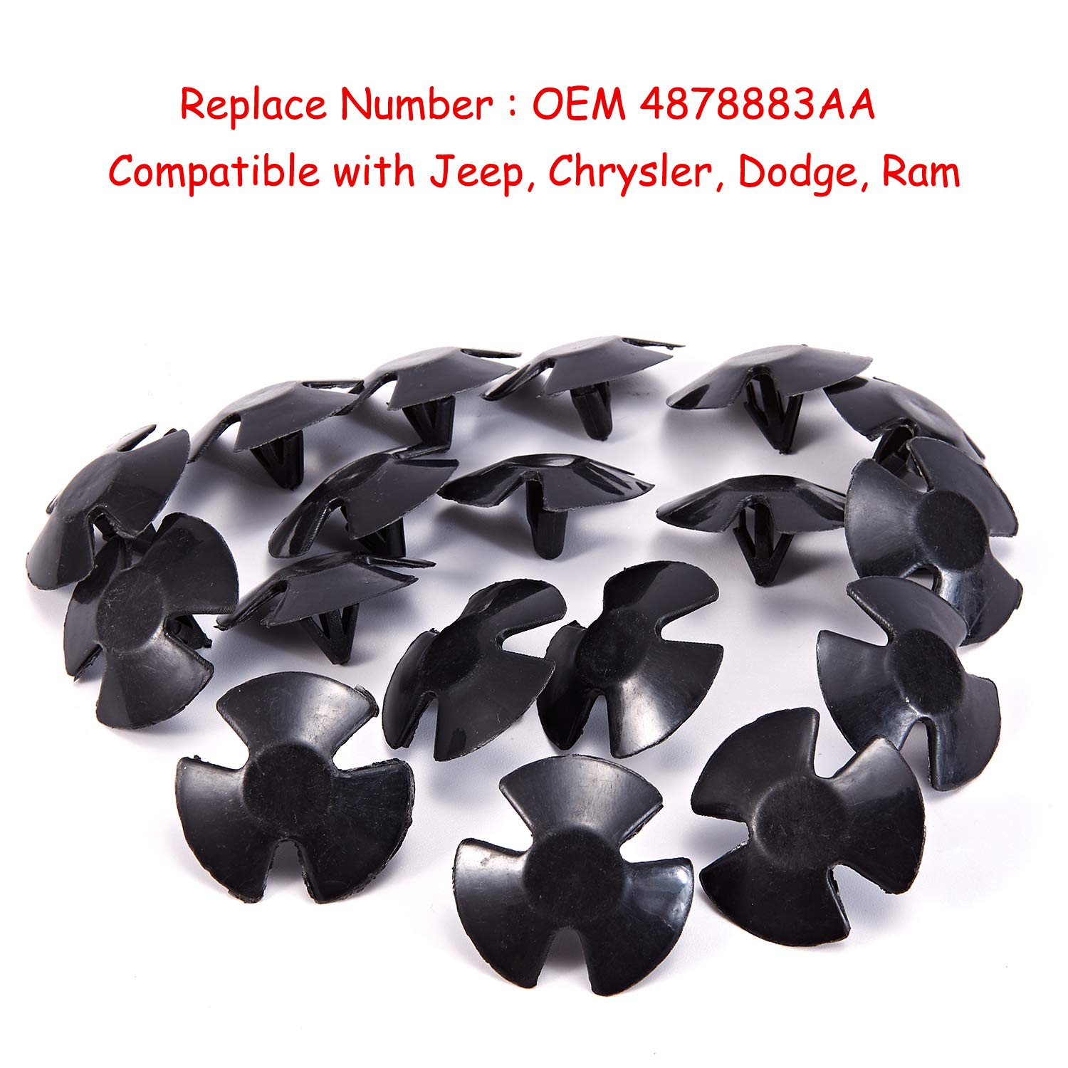 FEBRYTOLD Hood Insulation Retainer Clips - 40 Pcs Hood Insulation Retainers for Jeep Chrysler Dodge Ram Replace OEM 4878883AA LH
