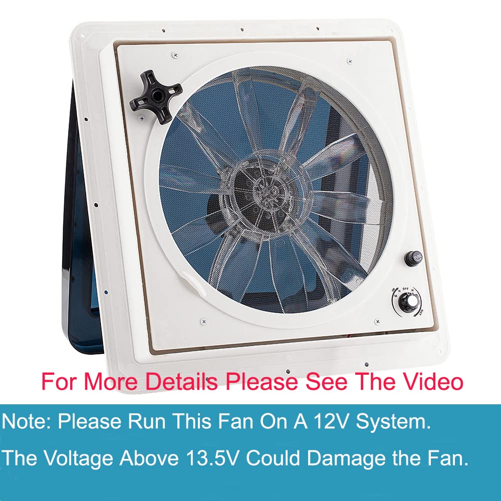 Rvlovent 12V Rv Roof Fan Vent 14'' 3 Speed Reversible Manual Lift Trailer Camper Van Lid (Smoke)