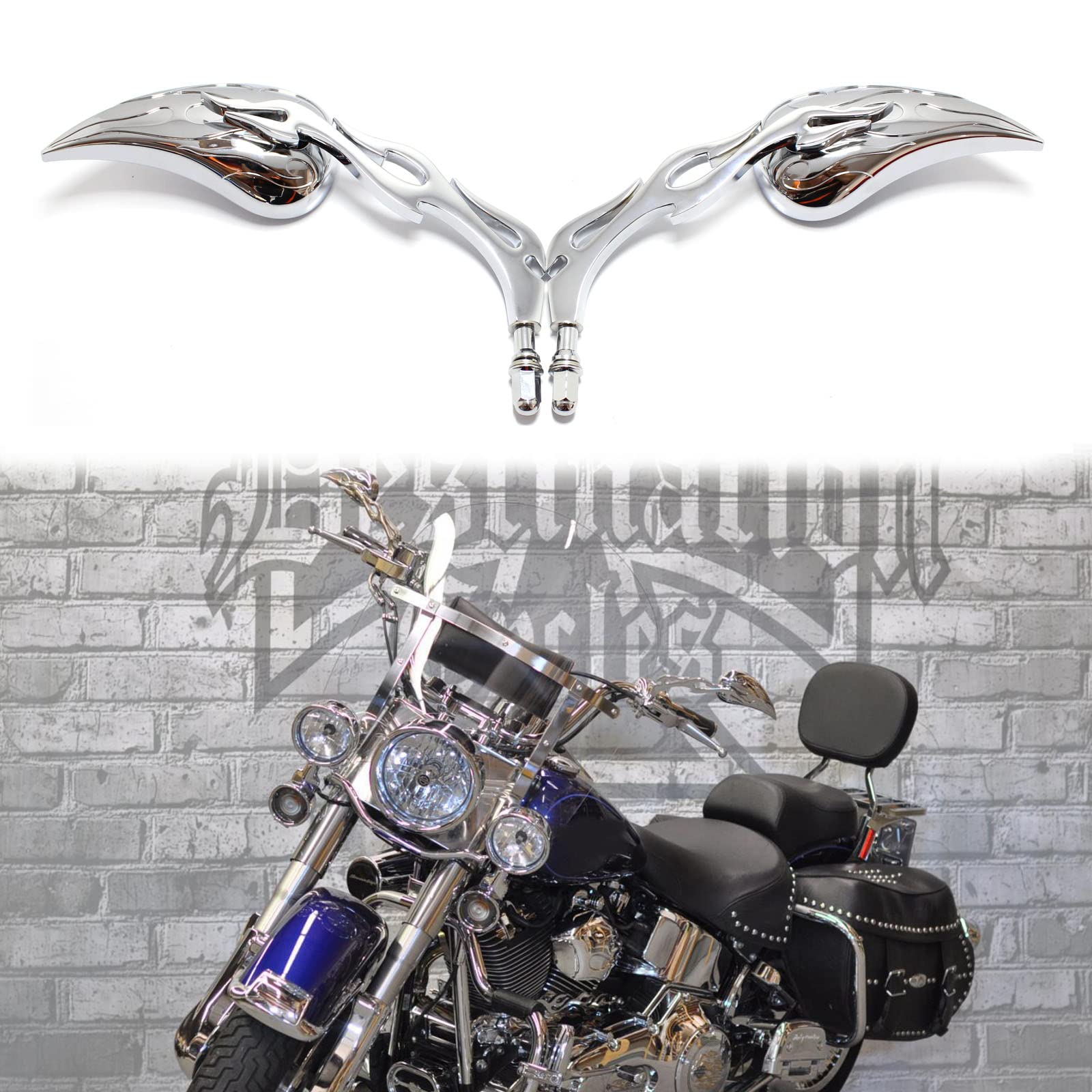 8mm Chrome Motorcycle Teardrop Rearview Side Mirrors For Sportster XL 883 1200 Road King V-Rod Street Glide Electra Glide Dyna S