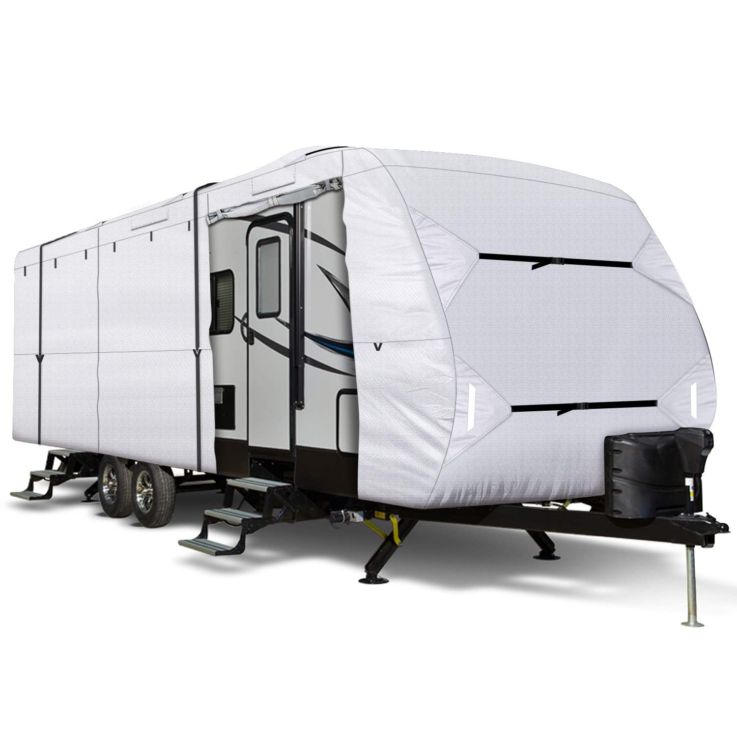 Leader Accessories Upgrade 210D 27'-30' L Travel Trailer Rv Cover With Adhesive Repair Patch, Ripstop Diamond Camper Cover