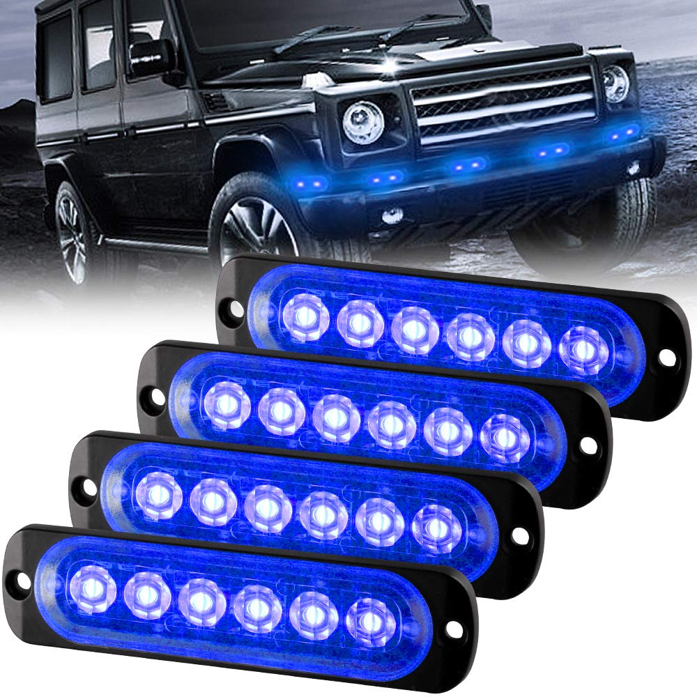 Sidaqi Universal 12-24V Emergency Strobe Warning Lights 6 Led 12W Surface Mount Beacon Hazard Warning Lights Flashing Light Bar