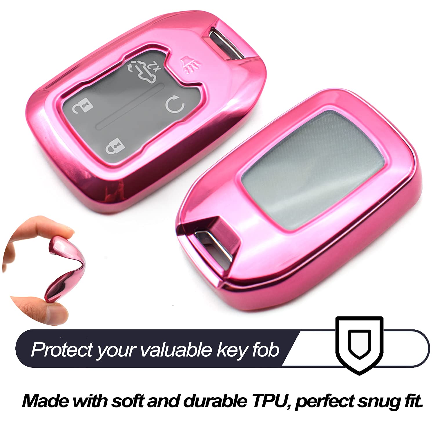 Compatible With 2020 2021 Chevrolet Chevy Silverado 1500 2500 3500 Suburban Tahoe Gmc Acadia Terrain Yukon Pink Tpu Key Fob Cove