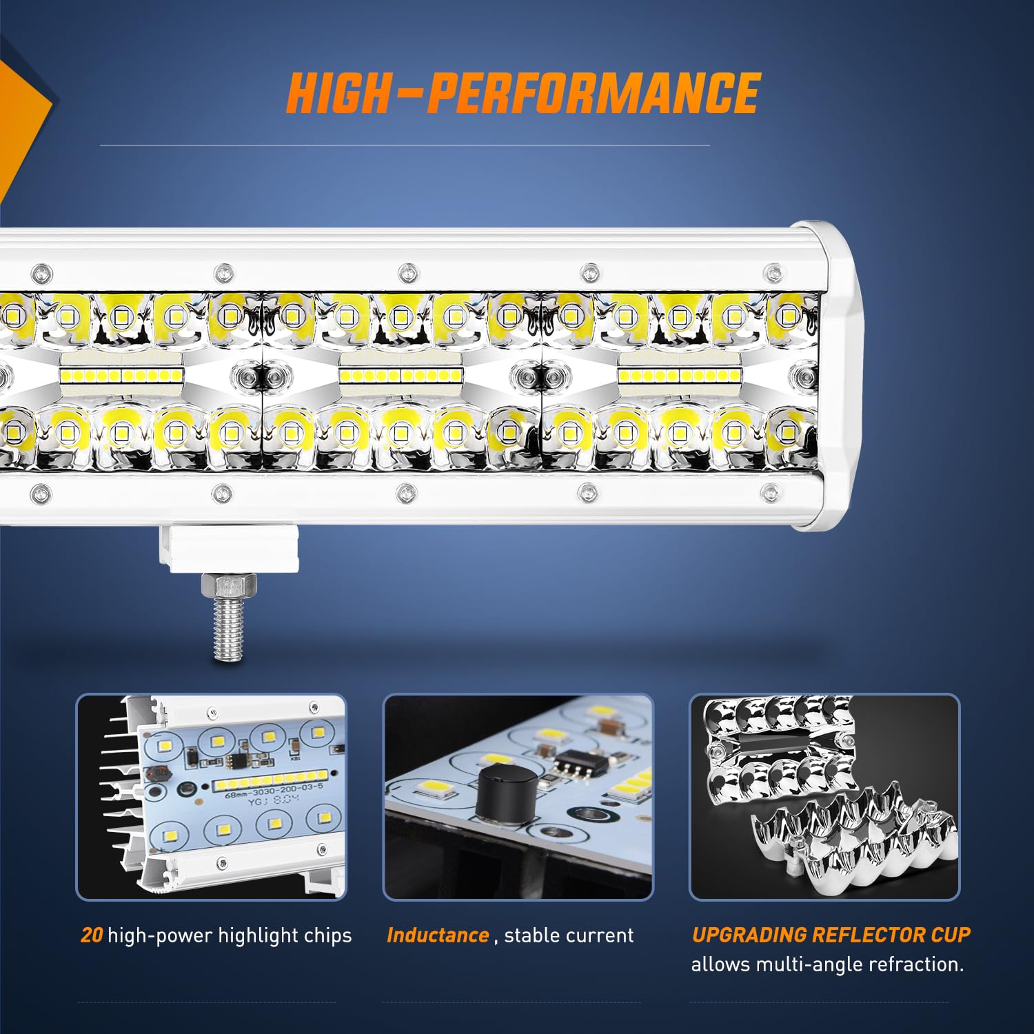 Nilight Marine Led Light Bar Navigation Lights 20 Inch White Spot Flood Combo Ponton Boat Deck Dock Lighting For Night Fishing T
