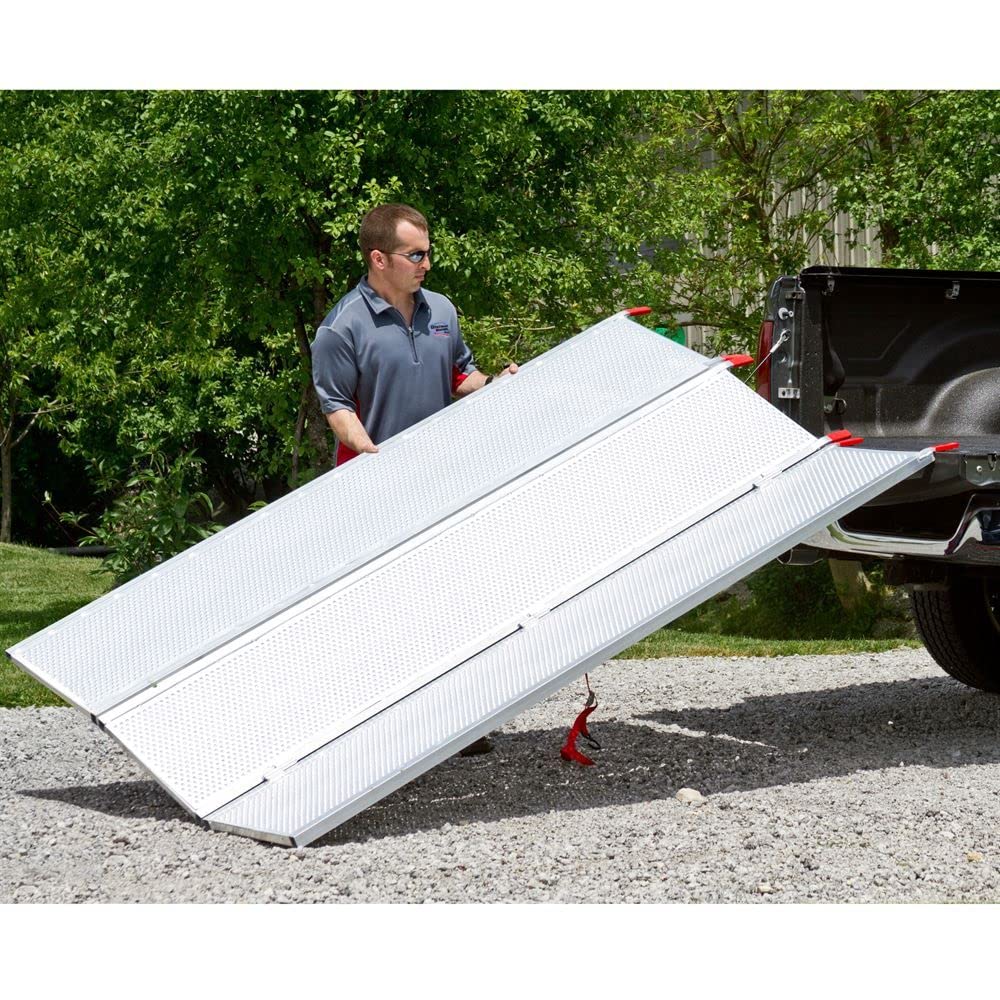 Black Widow ATV Ramp - 94" L Aluminum, Multi-Folding, 1,500 lb Capacity, Metallic Finish for Trucks and Trailers