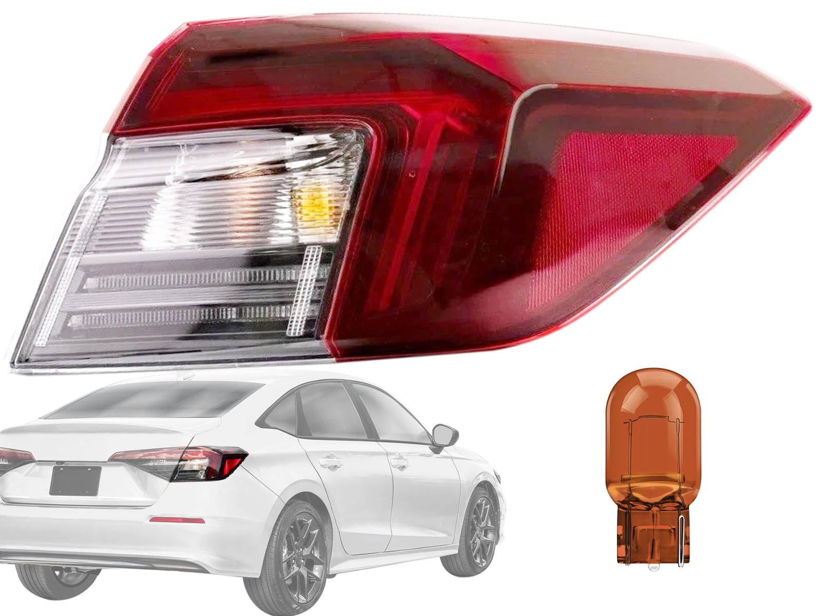 KAP Replacement for Outer Tail Lights 2025 Civic Sedan Passenger Right Side with Bulb Included 33500T56A01 HO2805132