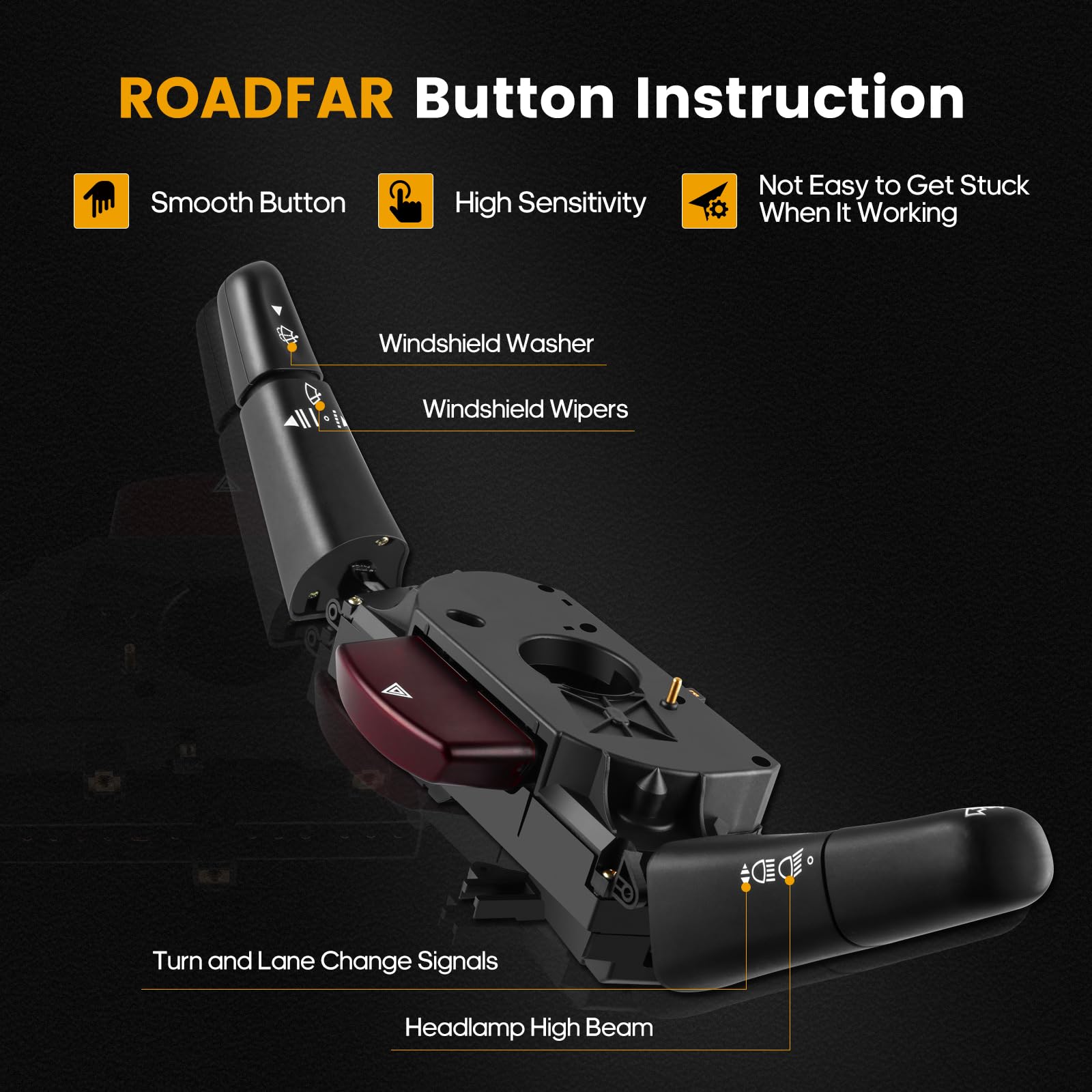 ROADFAR Turn Signal Switch Multi-Function for 2003-06 Dodge Sprinter - Wipers, Hazards, Cruise Control, Black Replacement Part
