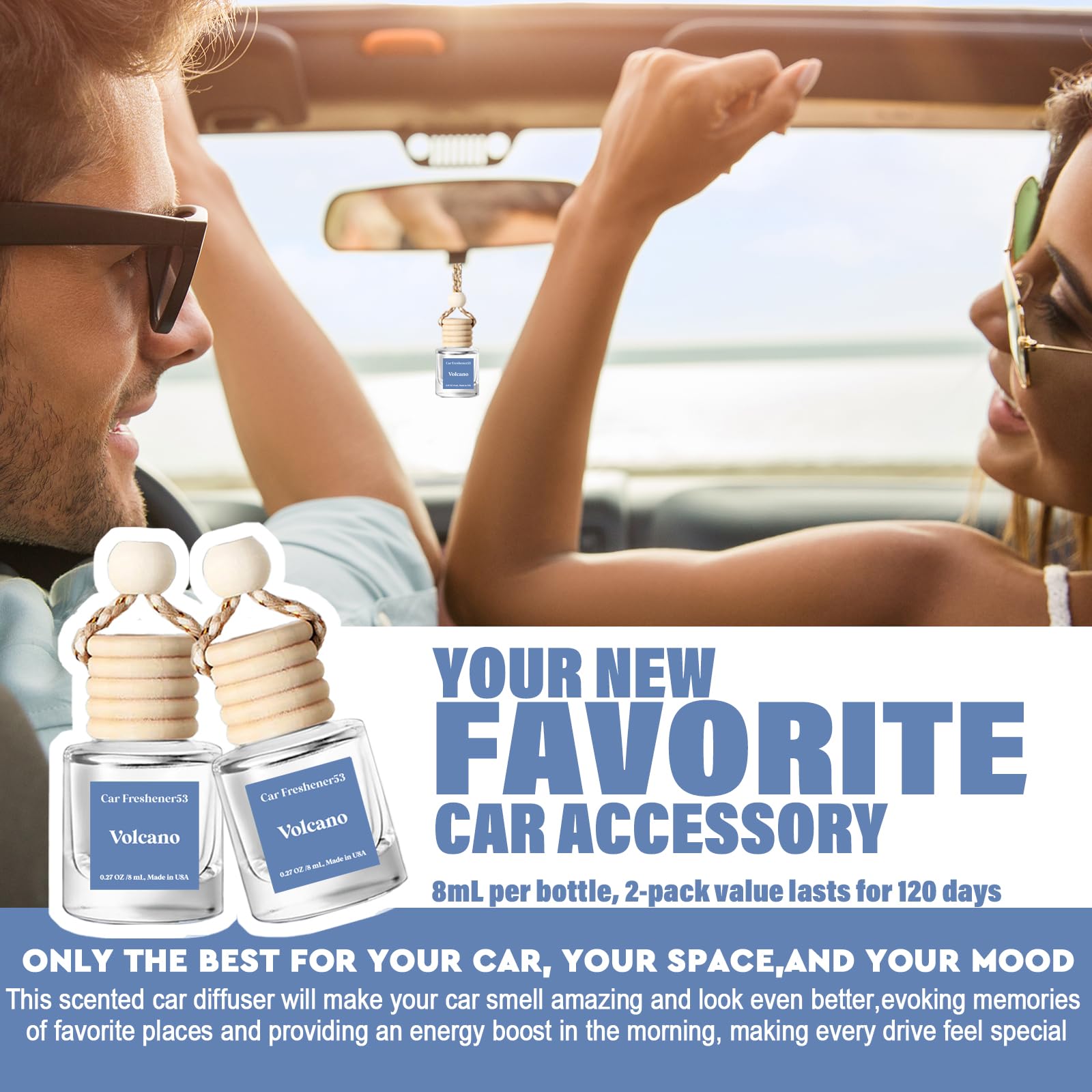 Car Air Freshener Diffuser 2 Pack,Volcano Essential Oil Diffuser For Car, 45+ Days Long Lasting Fragranc Car Air Freshener,Air D