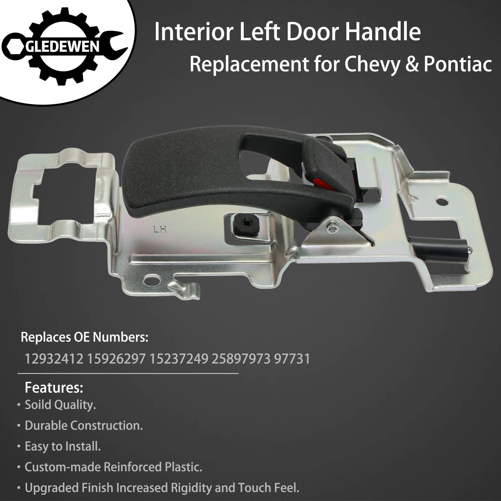 Interior Door Handle, Compatible with 2005 2006 2007 2008 2009 Chevy Equinox | 06 07 08 09 Pontiac Torrent, Front / Rear Inside