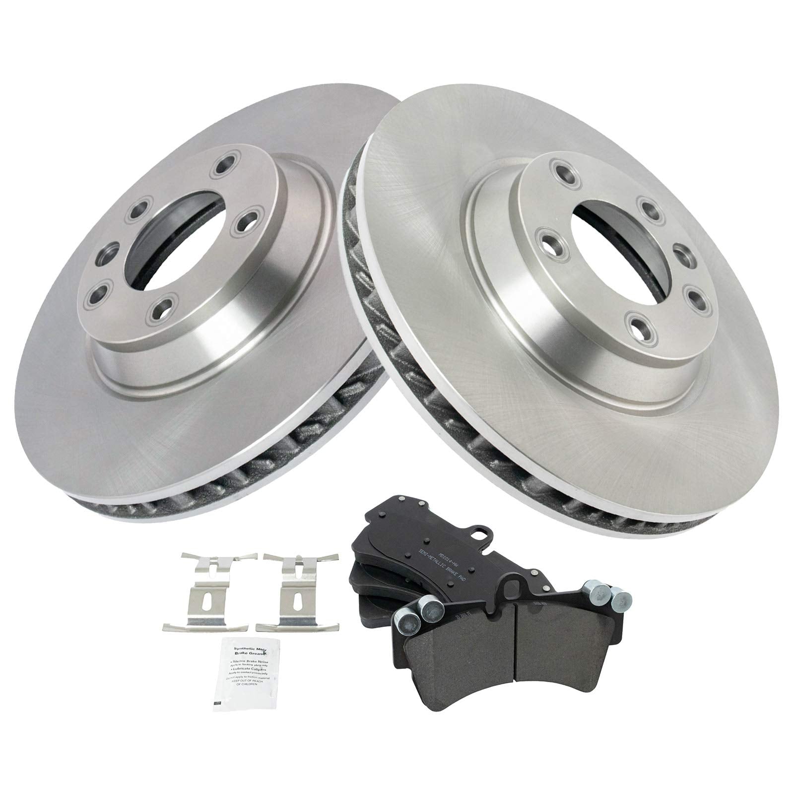 Trq Front Brake Pad & Rotor Kit Brake Pads Brake Rotor Semi-Metallic Compatible With 2007-2015 Audi Q7 2003-2010 Porsche Cayenne