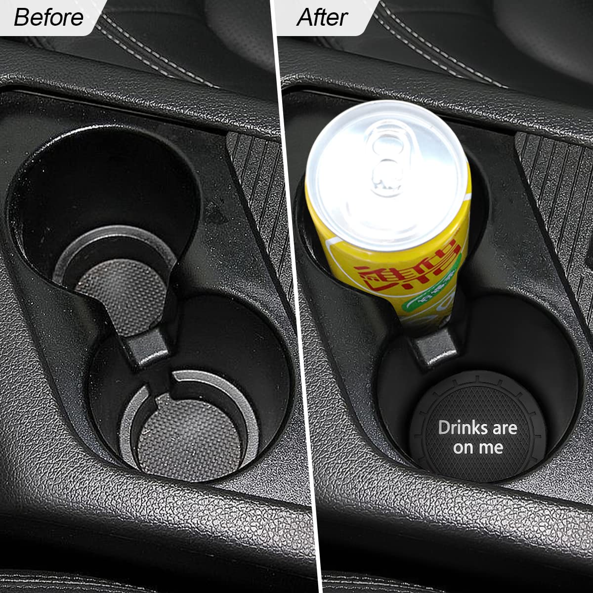 8Sanlione Car Cup Coaster, 4Pcs 2.75 Inch Auto Cup Holder Insert Coasters, Non-Slip Waterproof Embedded Drink Mat, Automotive In