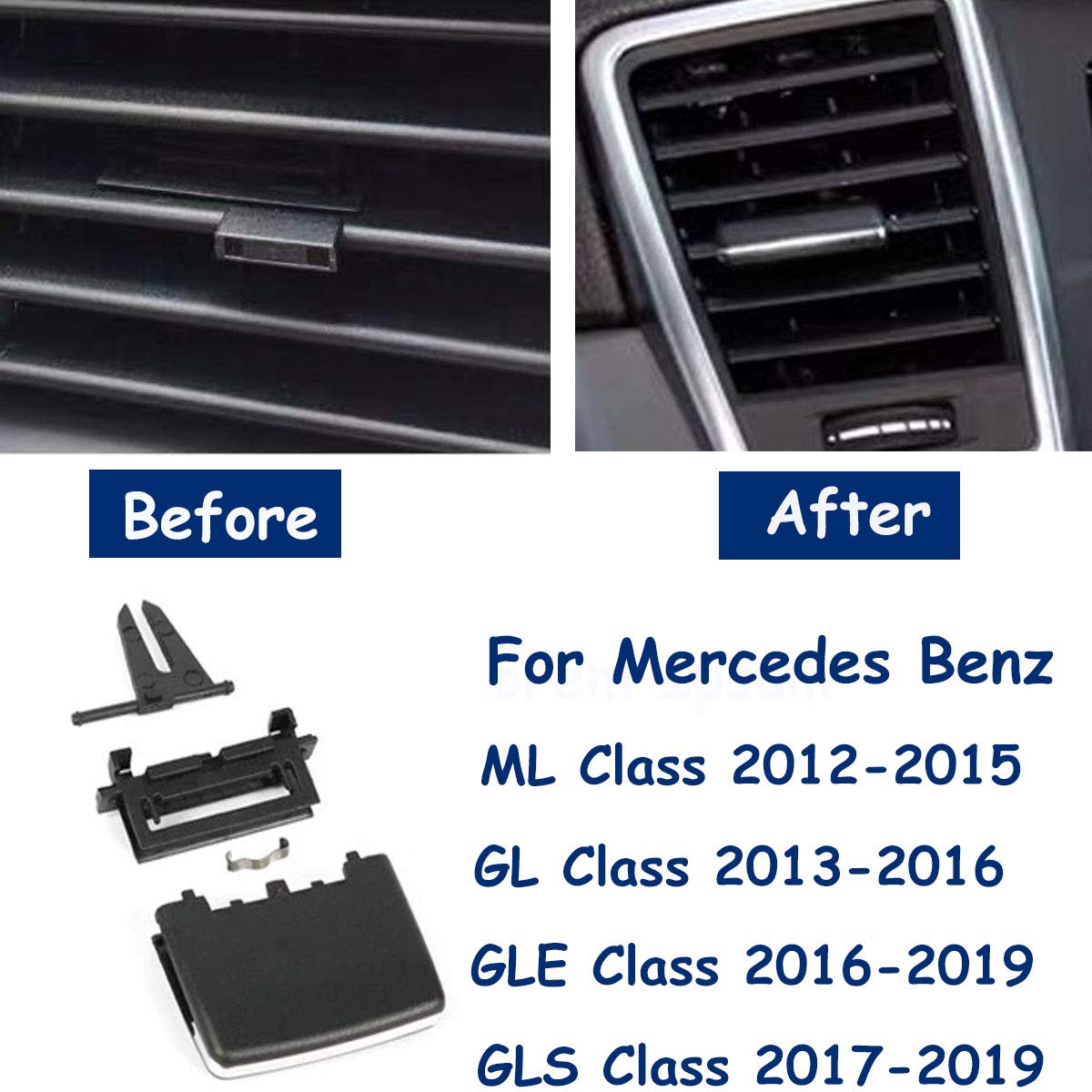 TTCR-II Dashboard Air Vent Clip for Mercedes Benz W166 ML Class 2012-2015, GLE Class 2016-2019, X166 GL Class 2013-2016