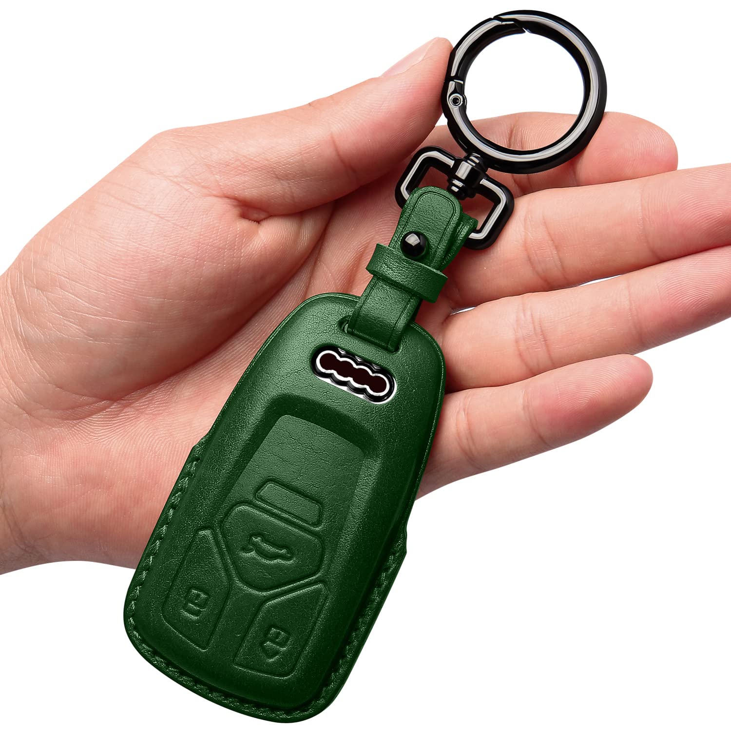Tukellen For Audi Key Fob Cover Genuine Leather With Keychain,Leather Key Case Protector Compatible Audi A4 Q7 Q5 Tt A3 A6 Sq5 R