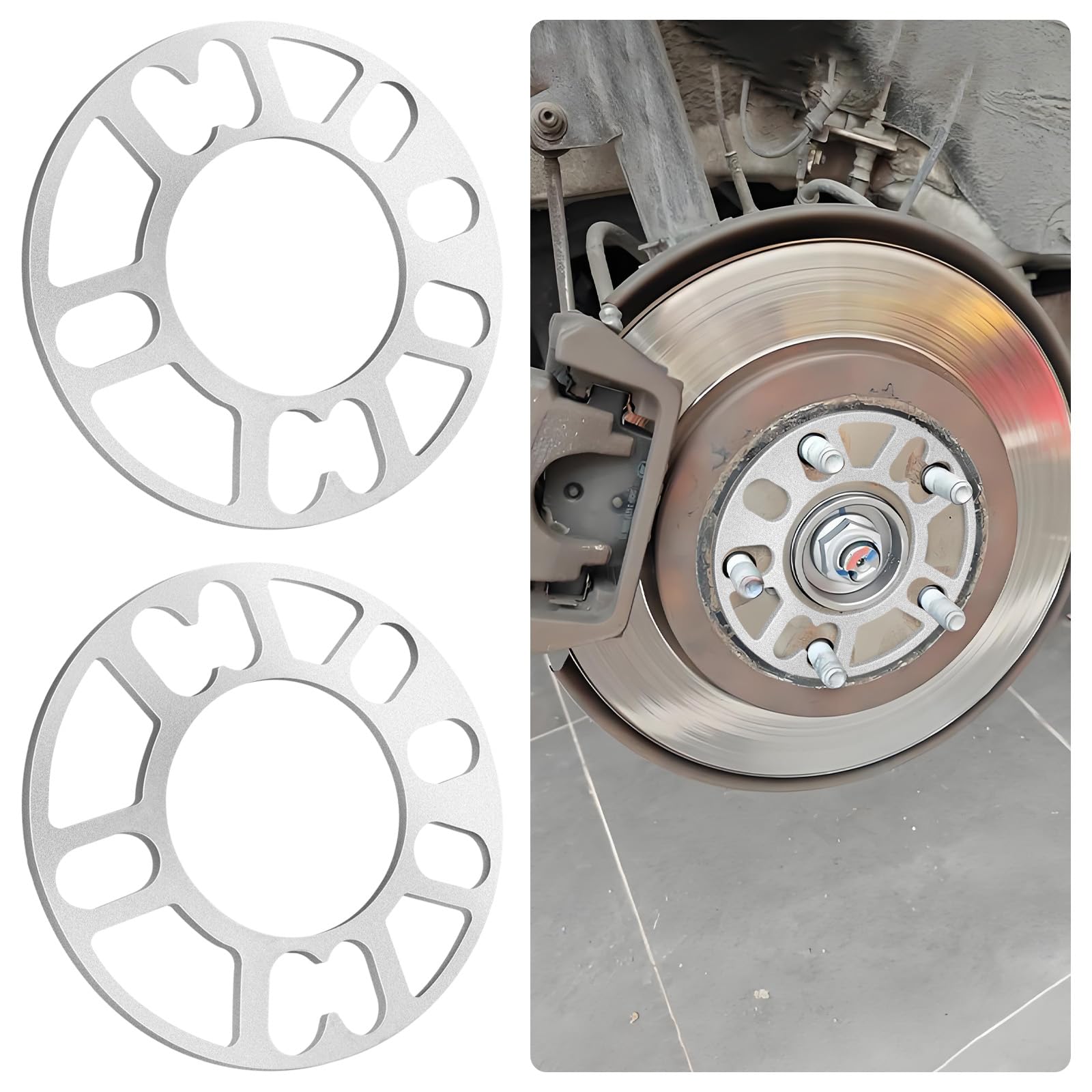 CXCCOI 2PCS 5mm Car Wheel Spacers,Hubcentric Wheel Spacers for PCD 98-120mm 4 or 5 Cam Lugs & 4x100/4x114.3/5x105/5x112 Bolt Pat