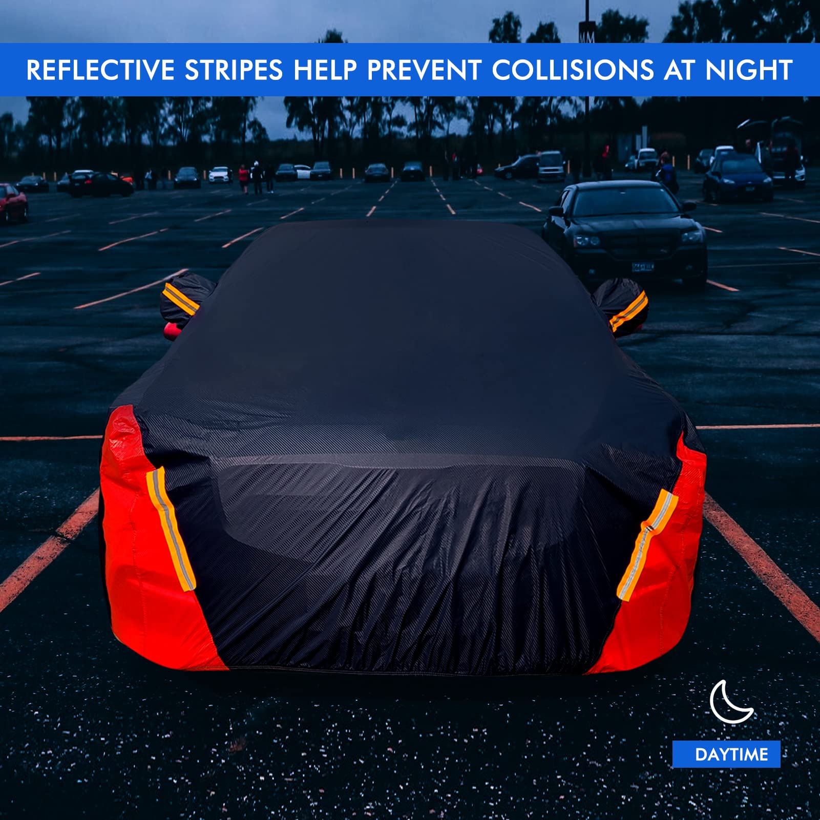 Car Cover Waterproof All Weather For Automobiles, 6 Layers Outdoor Full Exterior Cover Rain Sun Uv Snowproof Protection With Zipper Cotton, Mirror Pocket For Sedan (190-195 Inch)