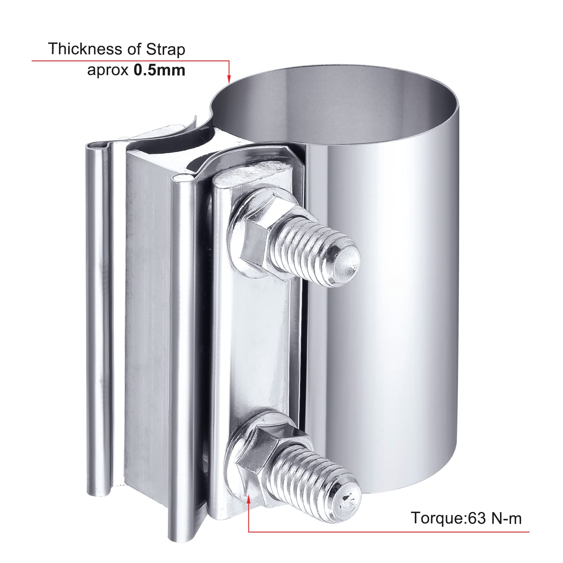 EVIL ENERGY Exhaust Clamp,Butt Joint Band Clamp Sleeve Coupler Stainless Steel (2.5 Inch,2Pcs)