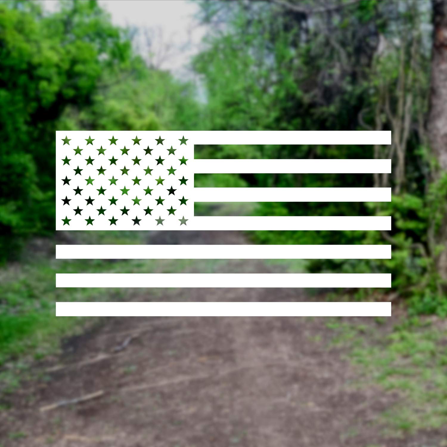 American Us Flag [Pick Color/Size] Vinyl Decal Sticker For Laptop/Car/Truck/Window/Bumper (5In [300-Pack], Gloss White)