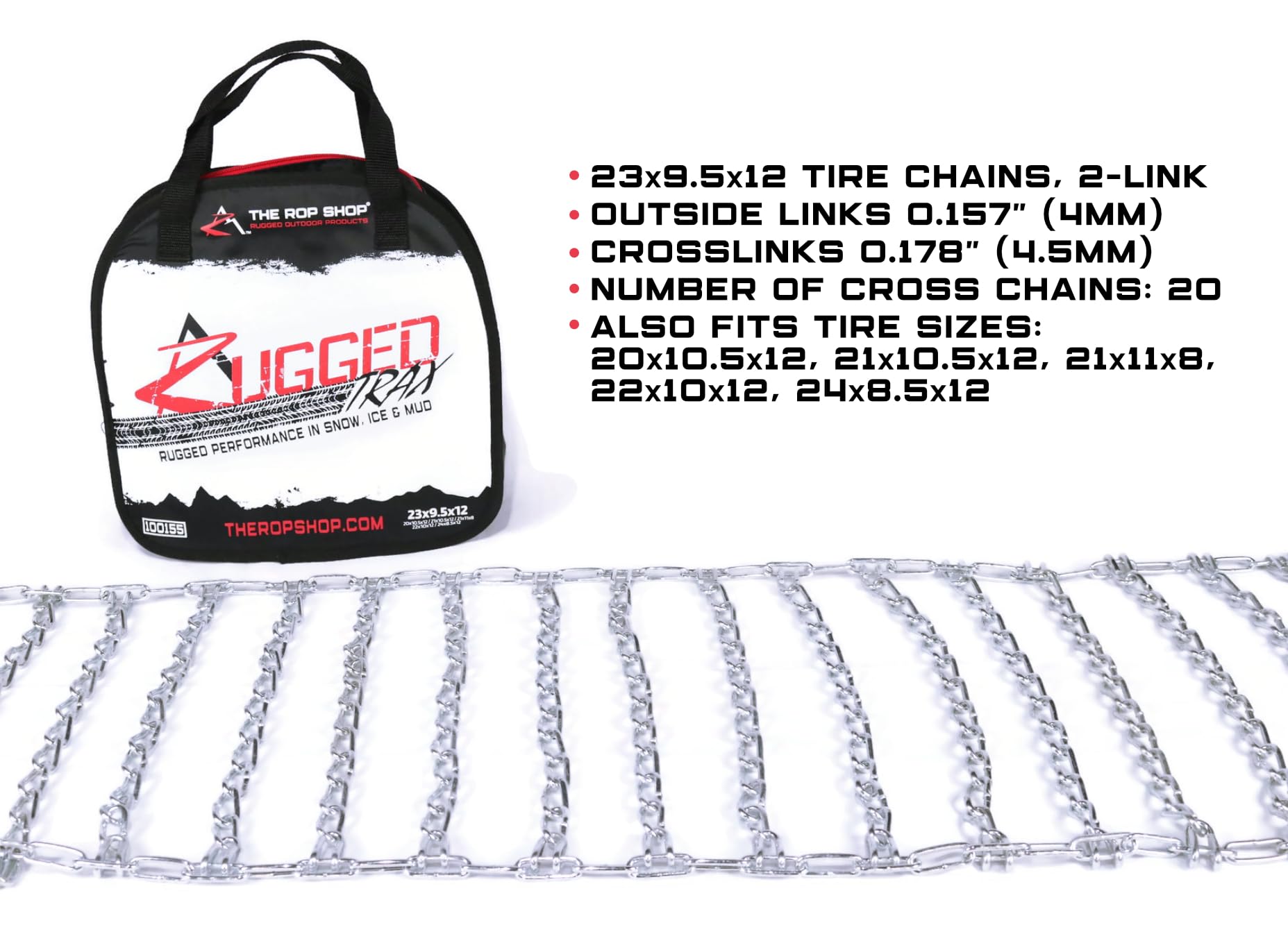 The ROP Shop 22x10x12 Link Tire Chains for Snow Blowers, Lawn & Garden Tractors - Without Tensioners